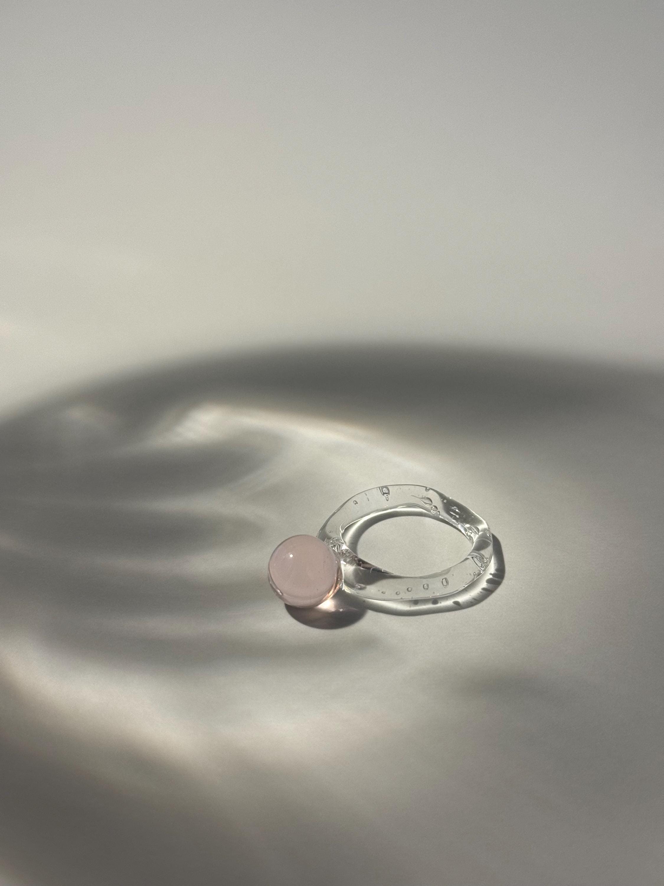 Rose bubble Glass Ring