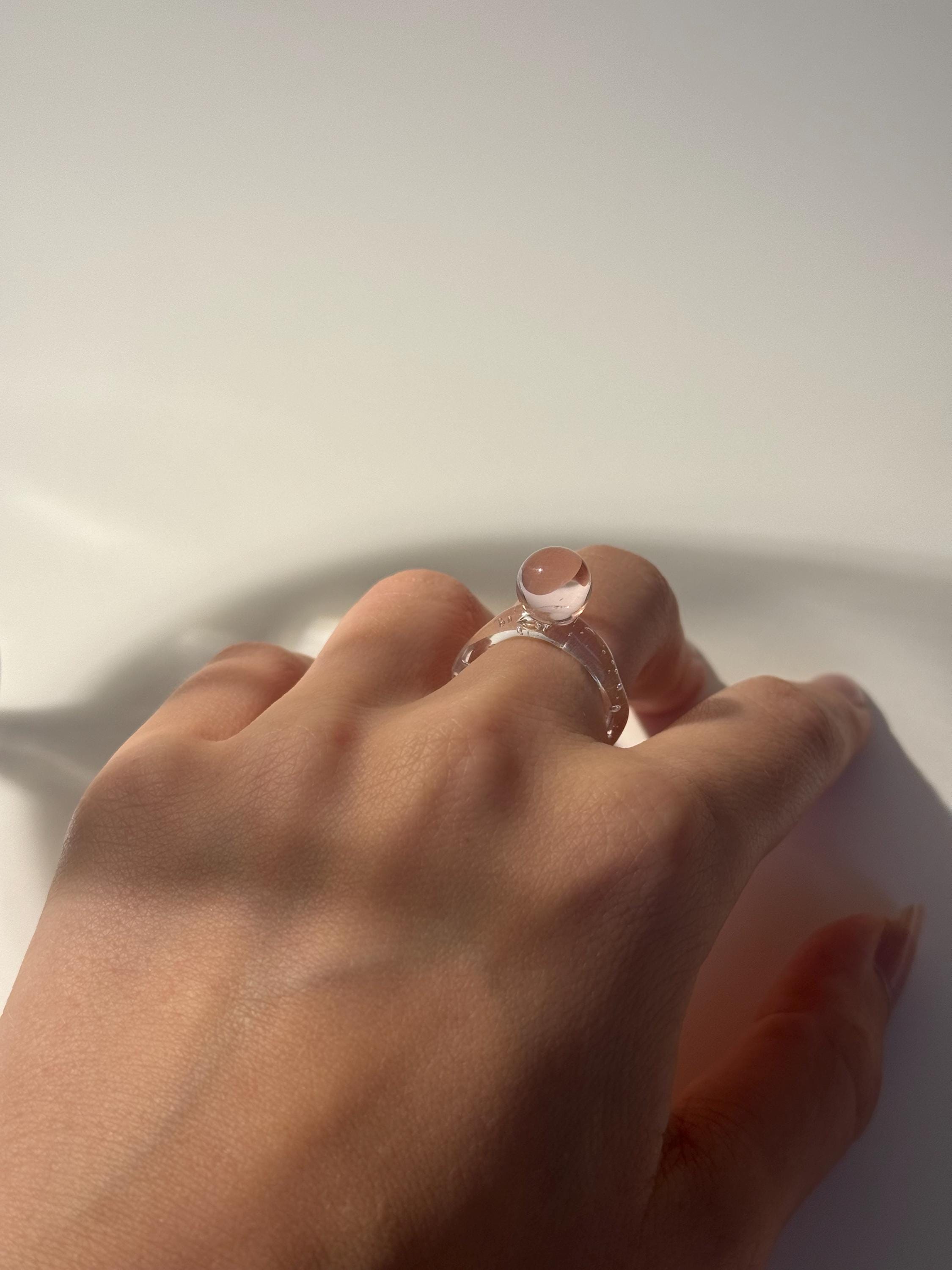 Rose bubble Glass Ring