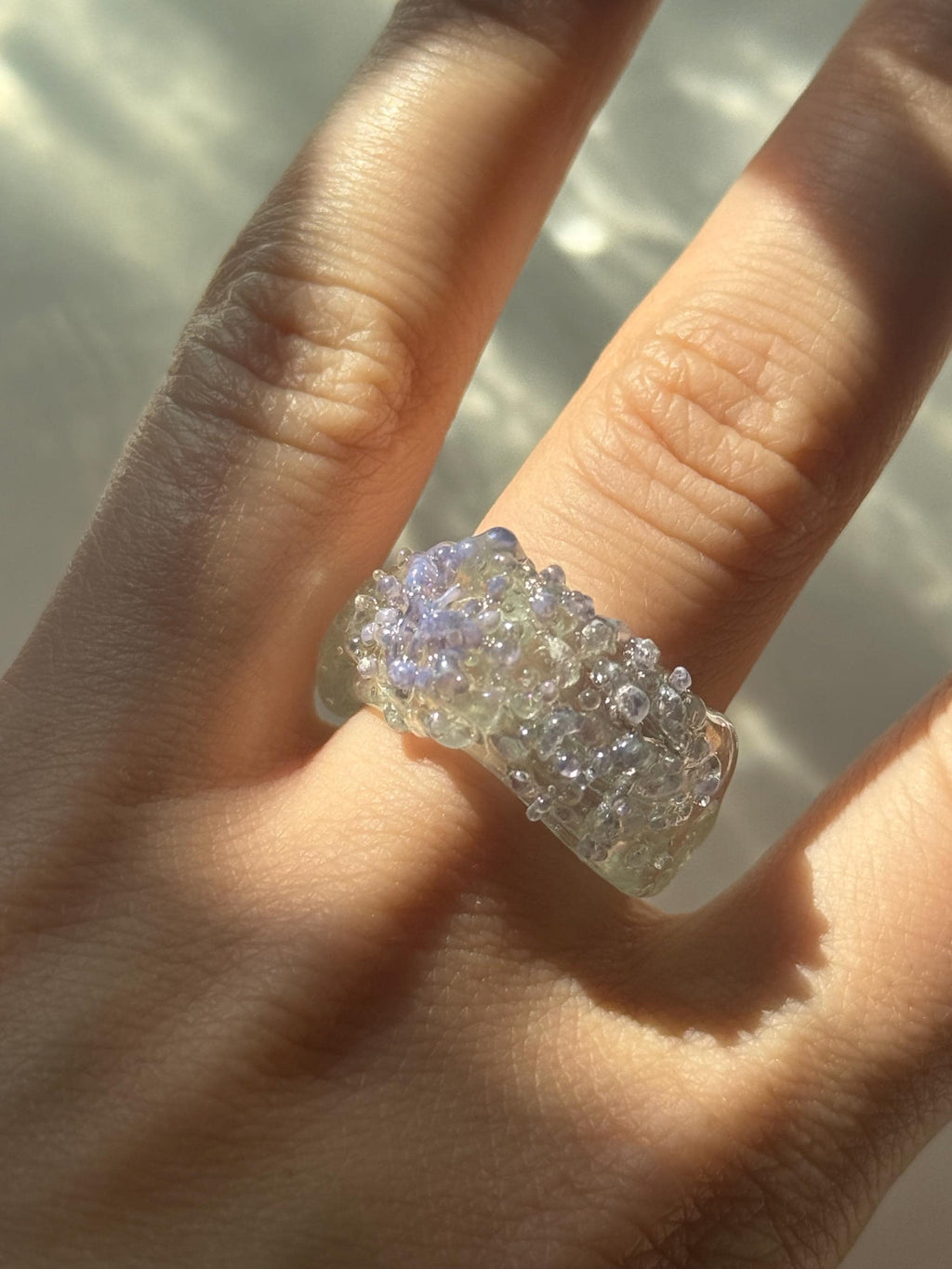 Handmade Turquoise and Violet Fairy Pond Glass Ring
