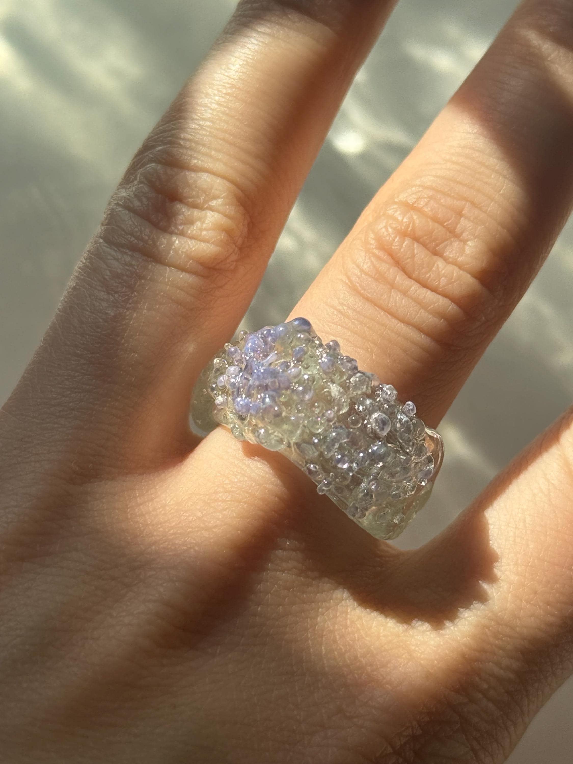 Handmade Turquoise and Violet Fairy Pond Glass Ring