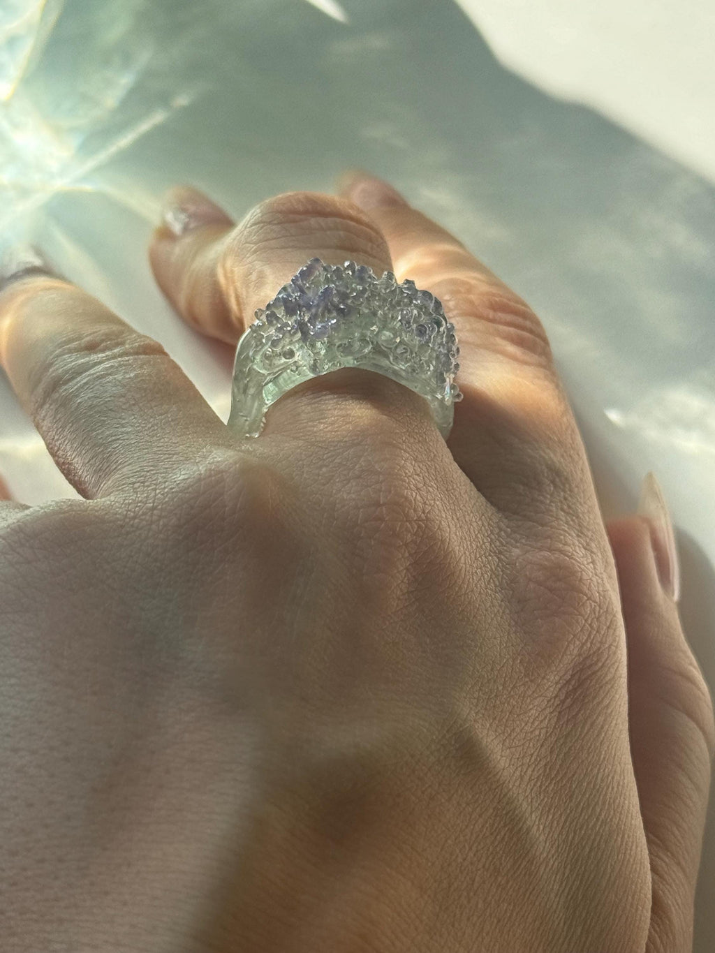 Handmade Turquoise and Violet Fairy Pond Glass Ring