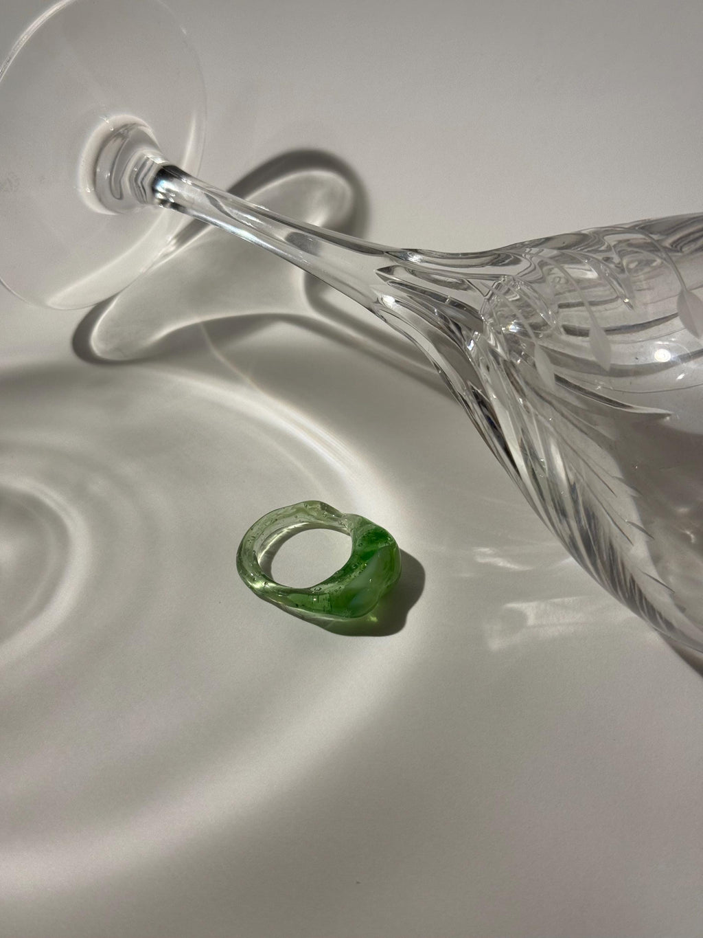 Green Swirl Glass Ring