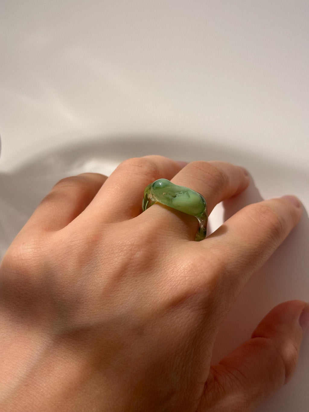 Green Swirl Glass Ring