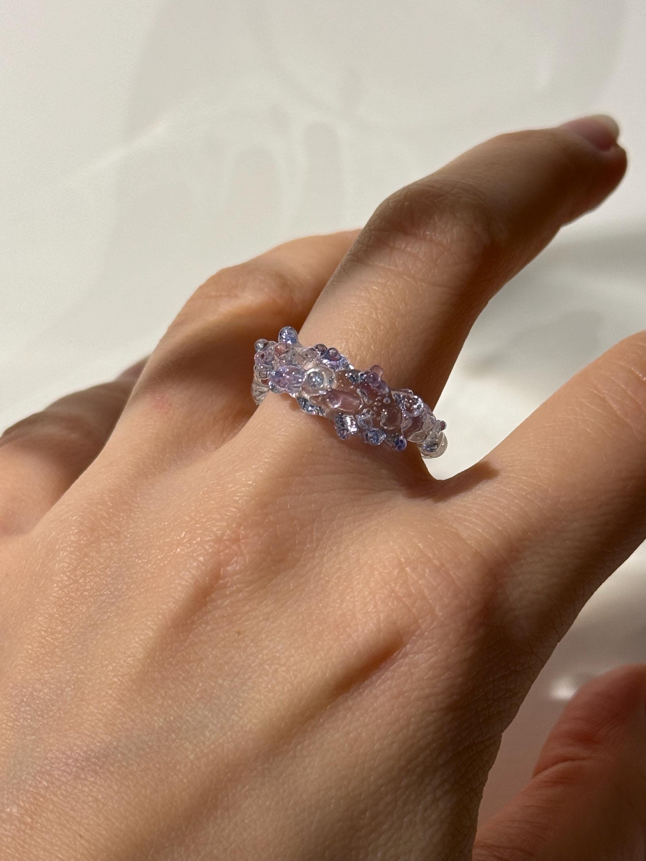 Handmade Pink and Blue Borosilicate Glass Ring