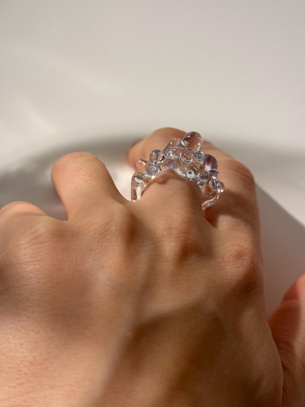 Bubbly Blue & Rose Glass Ring