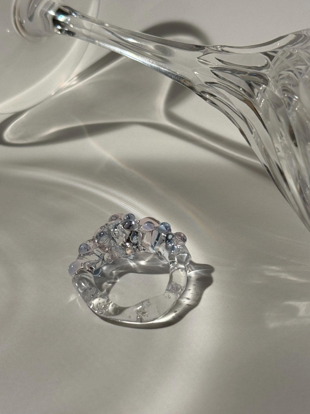 Bubbly Blue & Rose Glass Ring