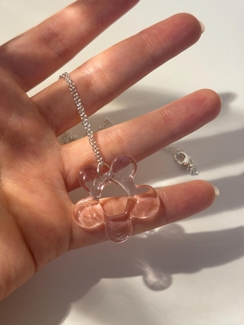 Handmade Pink Flower Necklace