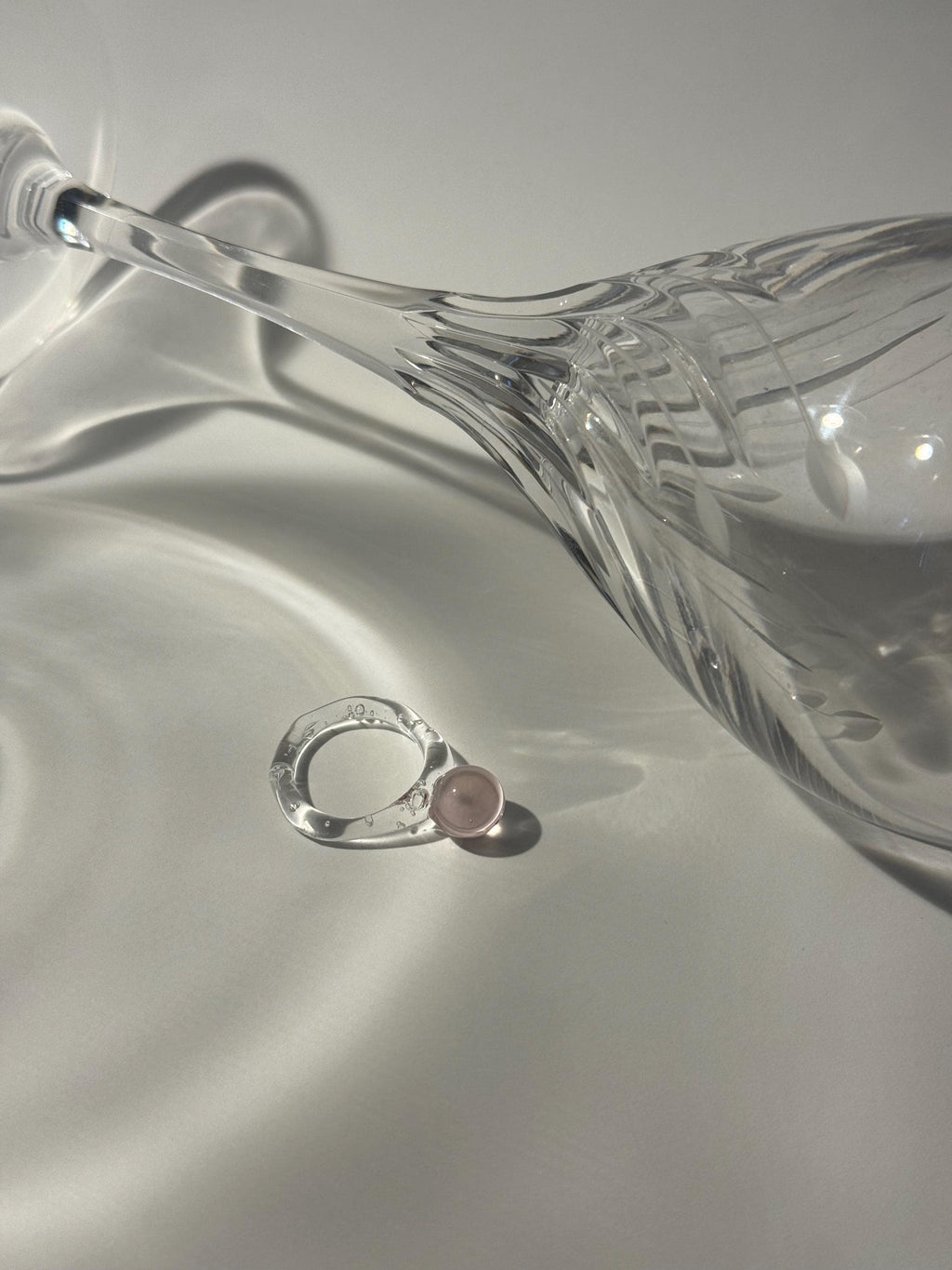 Rose bubble Glass Ring
