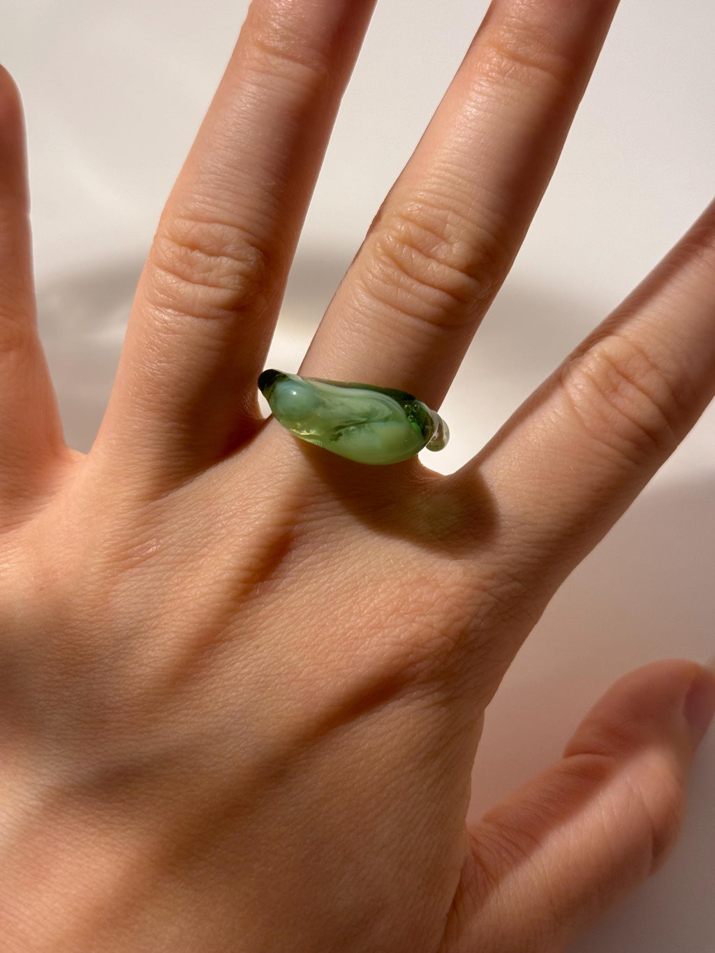 Green Swirl Glass Ring