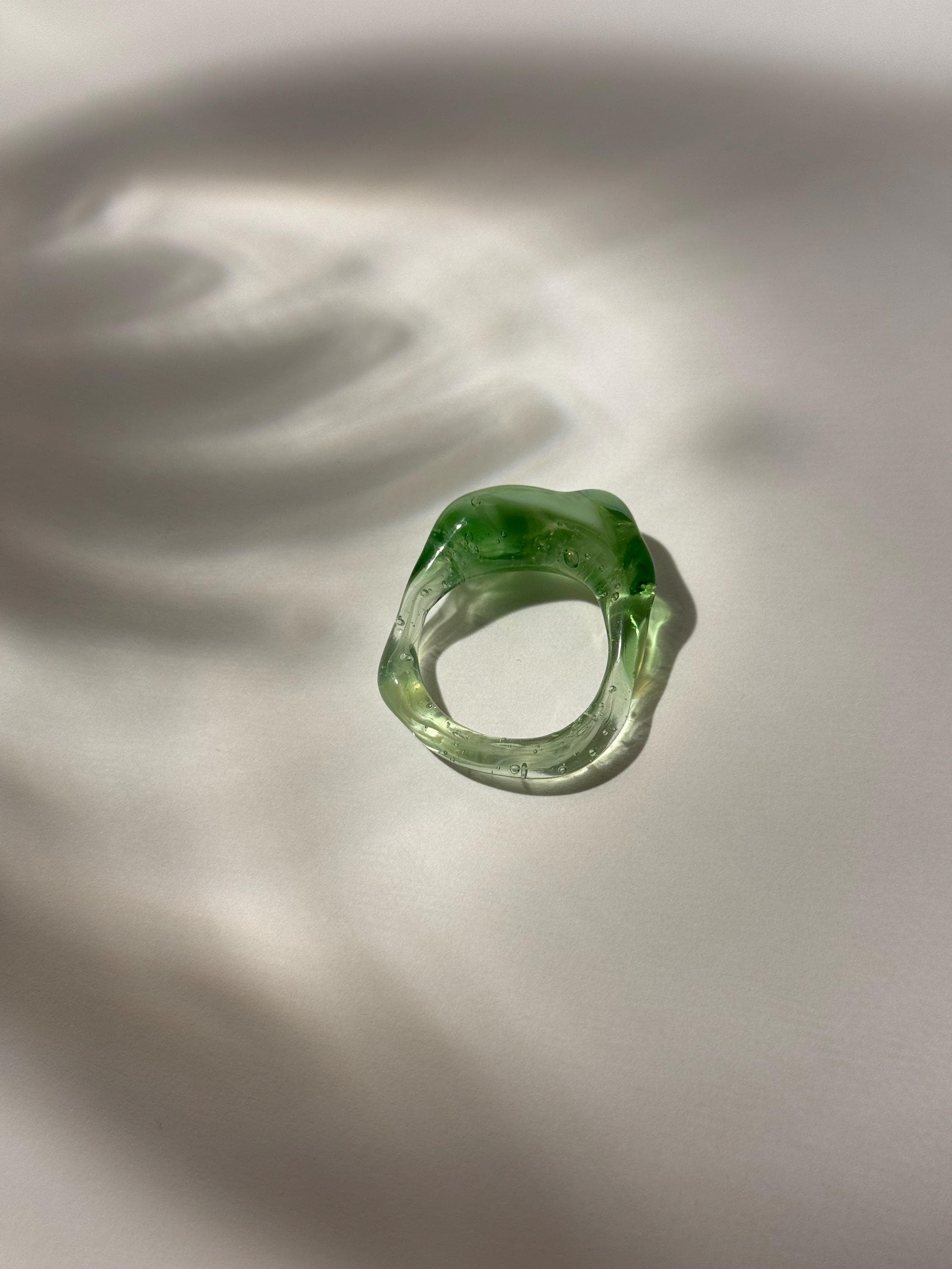 Green Swirl Glass Ring