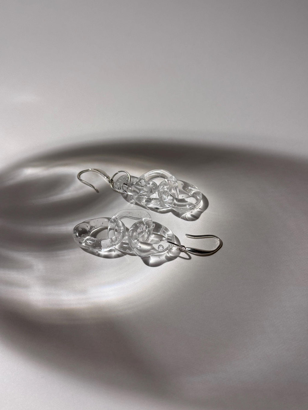 Handcrafted Clear Glass Chainlink Earrings