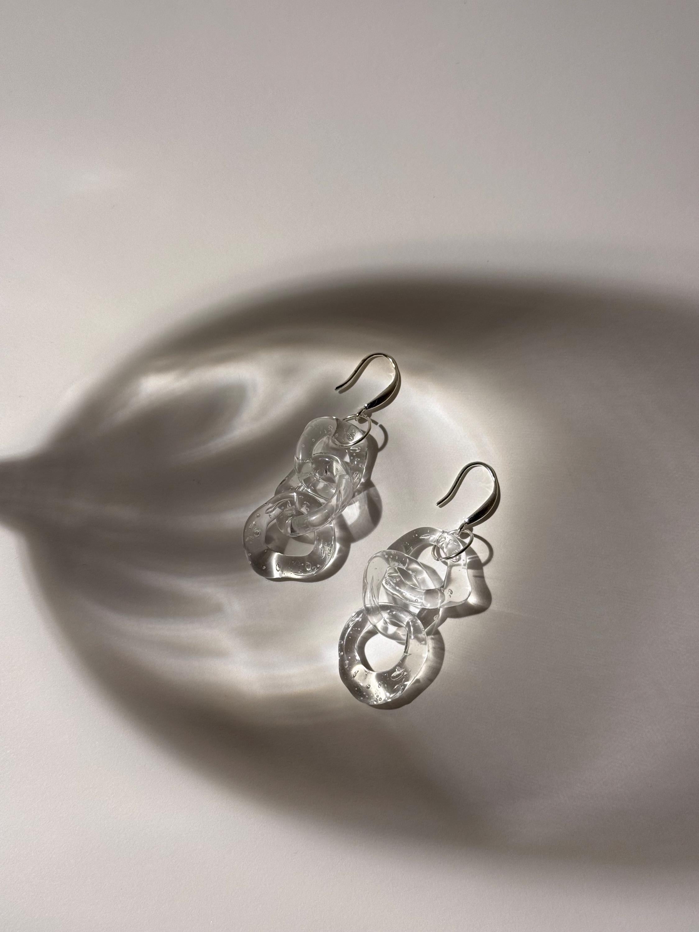 Handcrafted Clear Glass Chainlink Earrings