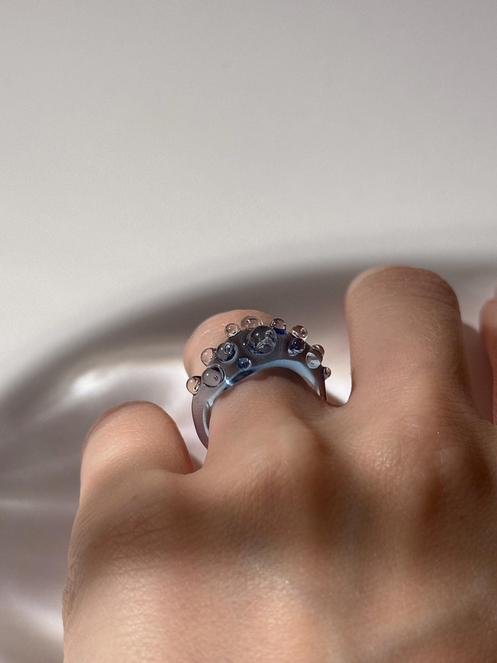 Handmade Blue Raindrop Glass Ring