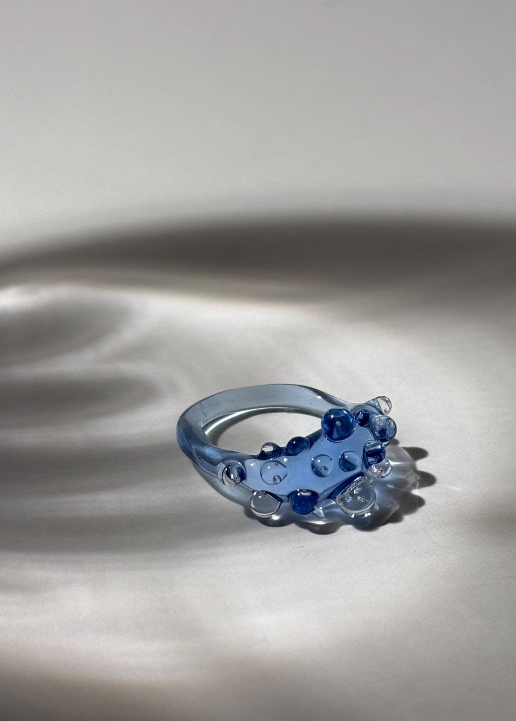 Handmade Blue Raindrop Glass Ring