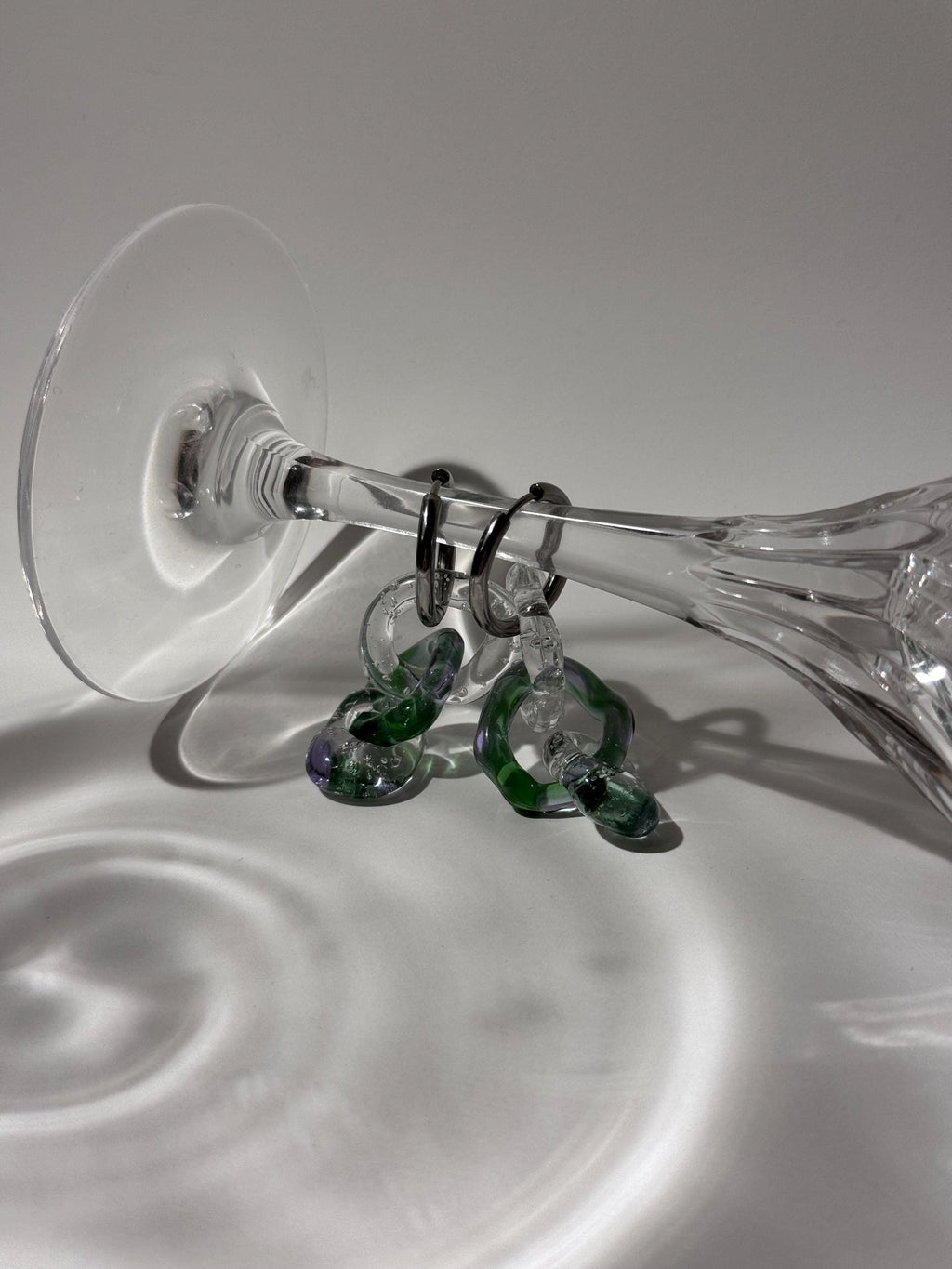 Handcrafted Chunky Purple & Green Glass Earrings