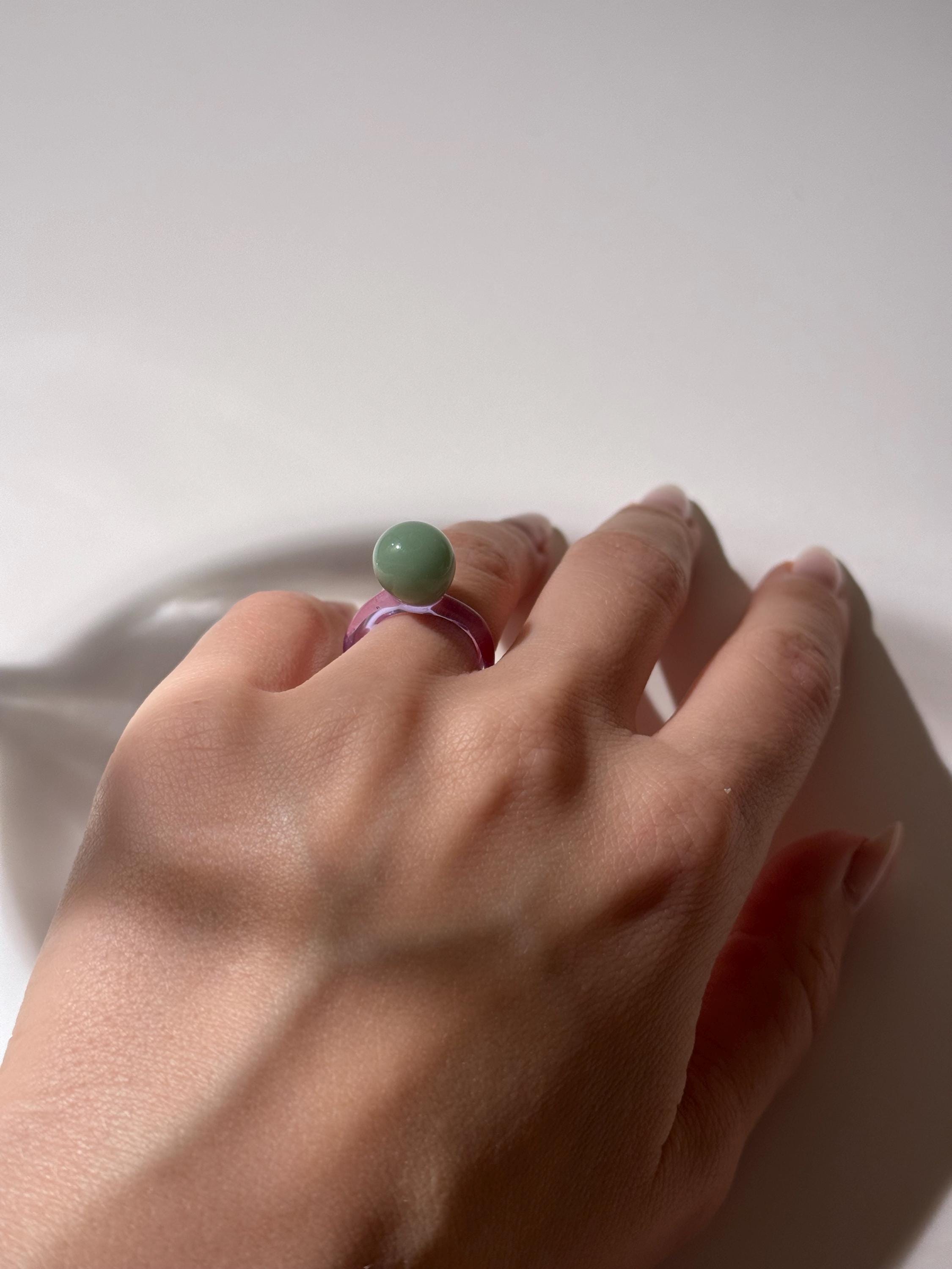 Handmade Purple & Mint Bubble Gum Glass Ring