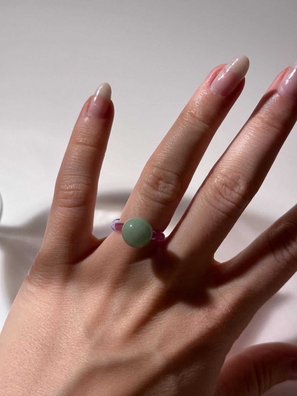 Handmade Purple & Mint Bubble Gum Glass Ring
