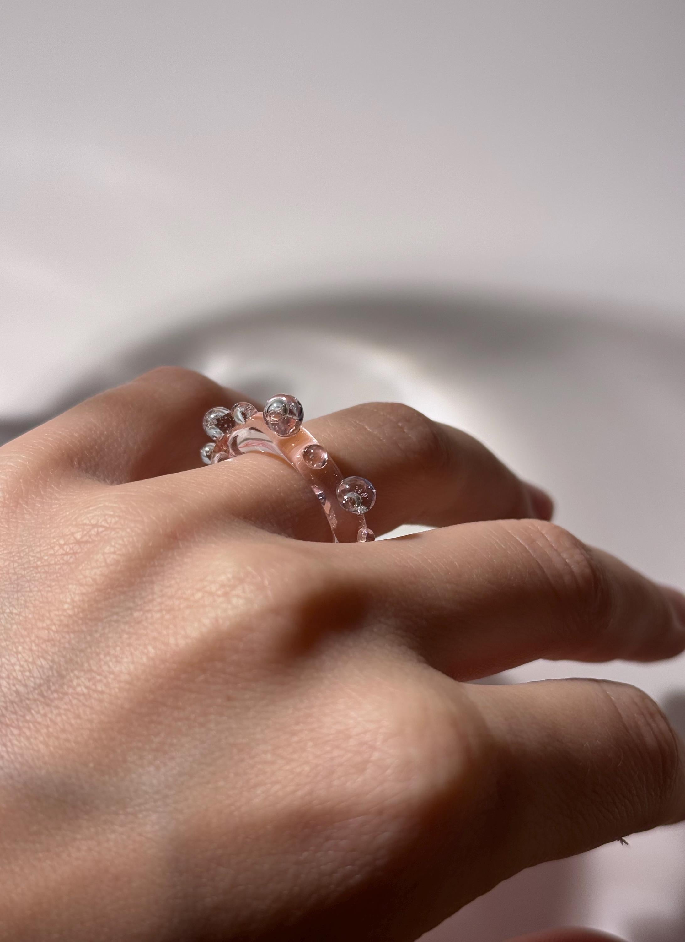 Soft Pink Blush and Purple Glass Ring