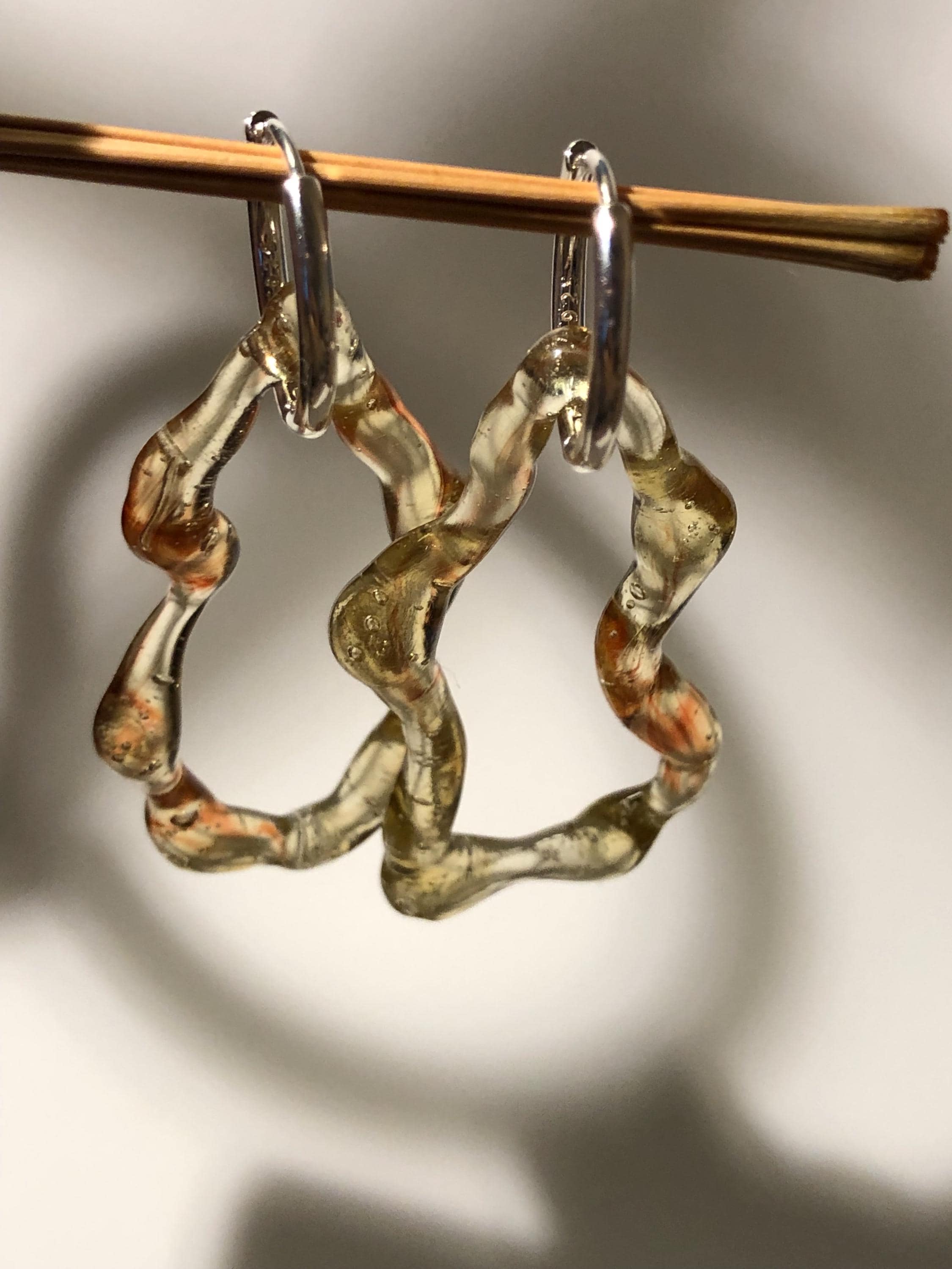 Yellow and Orange Honey hoops Glass Earrings