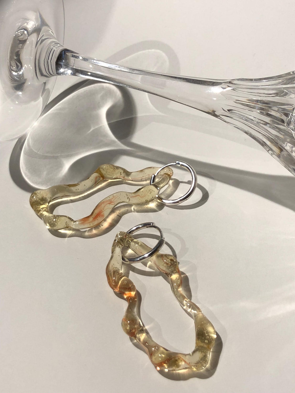 Yellow and Orange Honey hoops Glass Earrings
