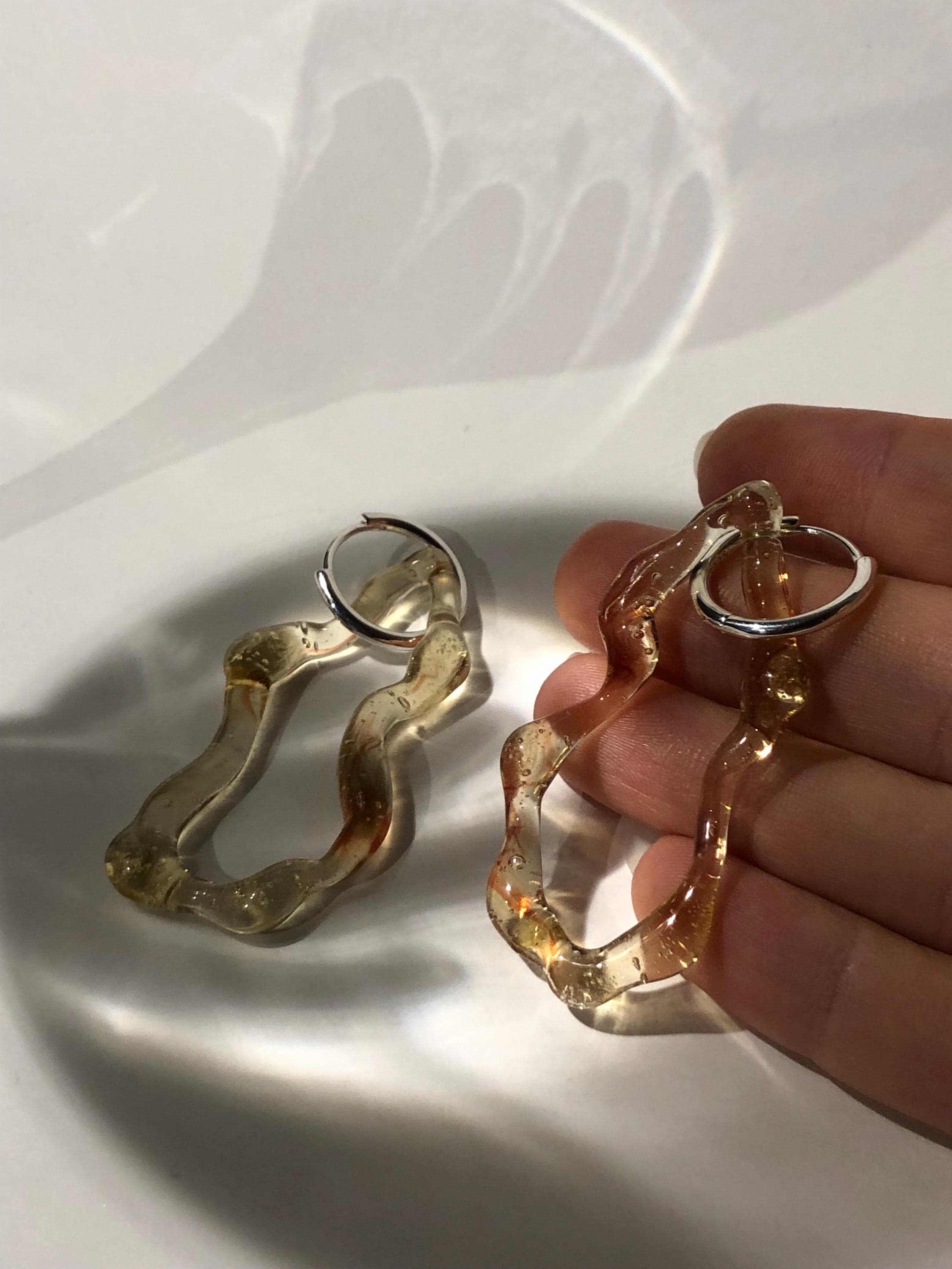 Yellow and Orange Honey hoops Glass Earrings