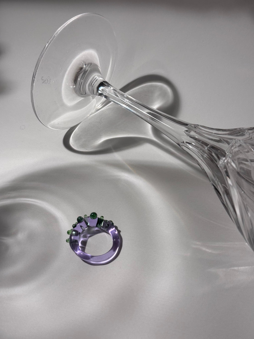 Handmade Purple Dotted Glass Ring