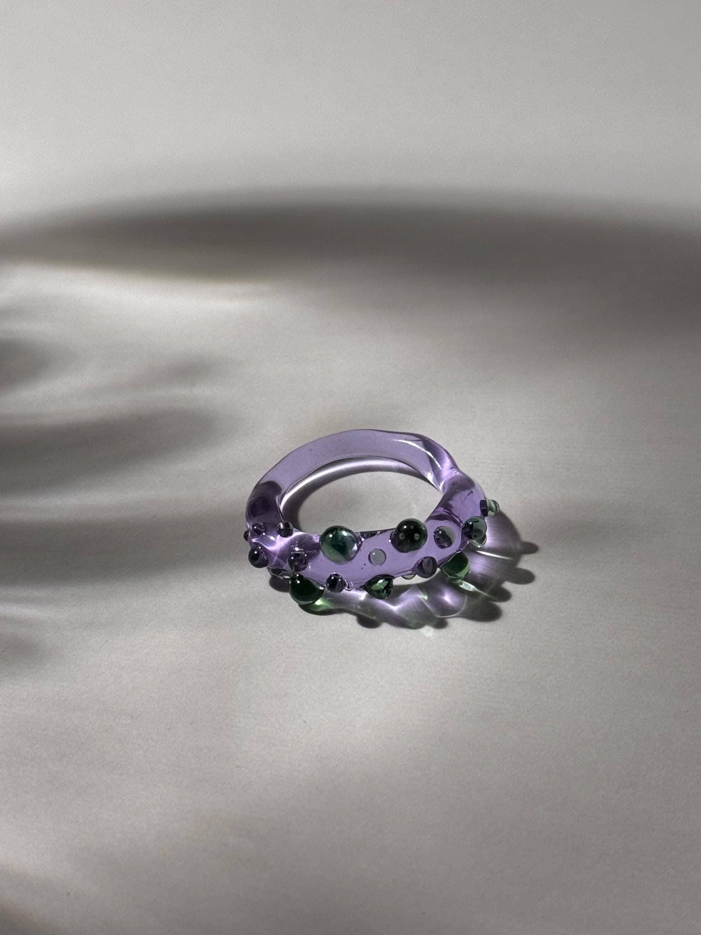 Handmade Purple Dotted Glass Ring