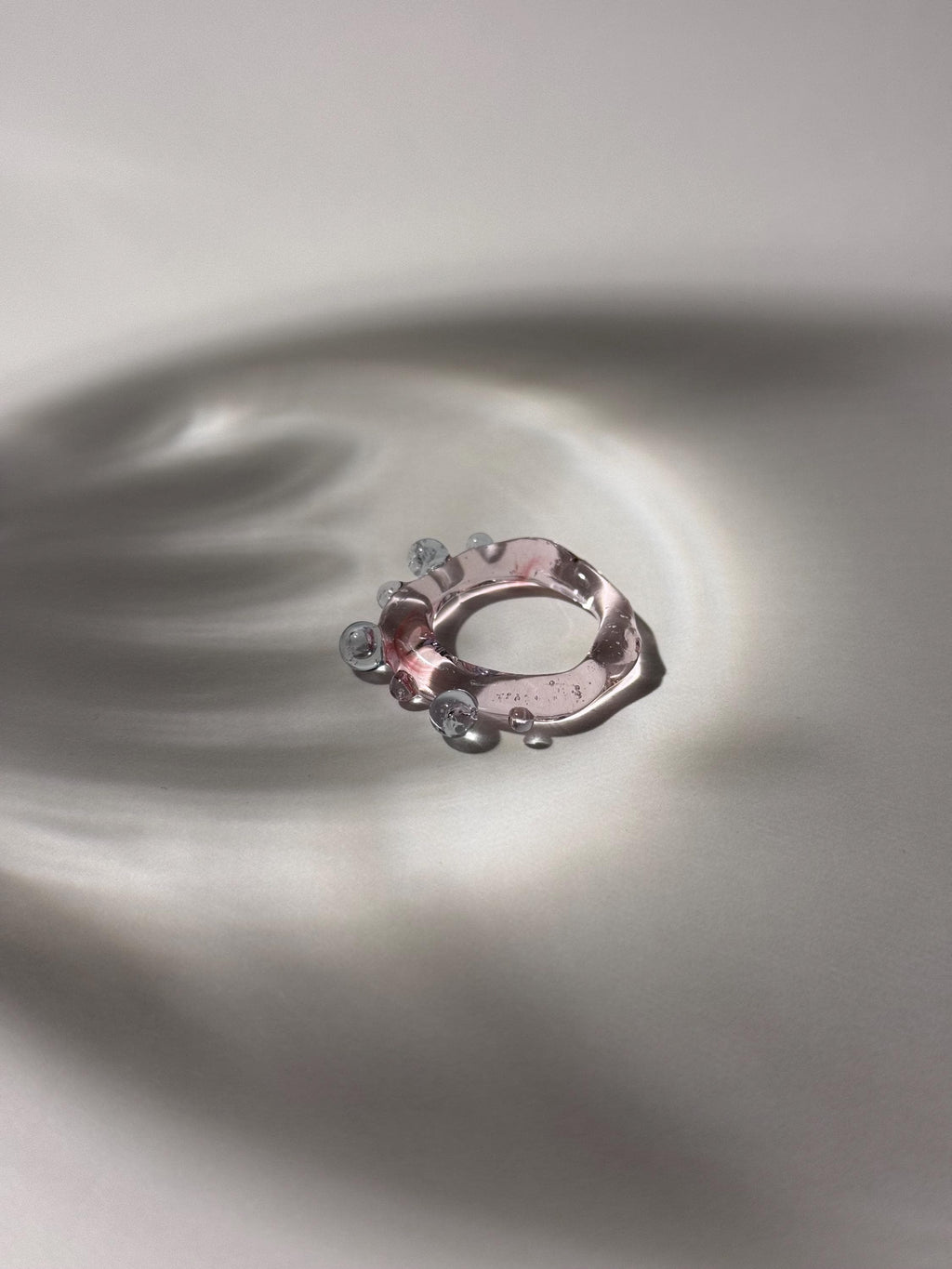 Soft Pink Blush and Purple Glass Ring