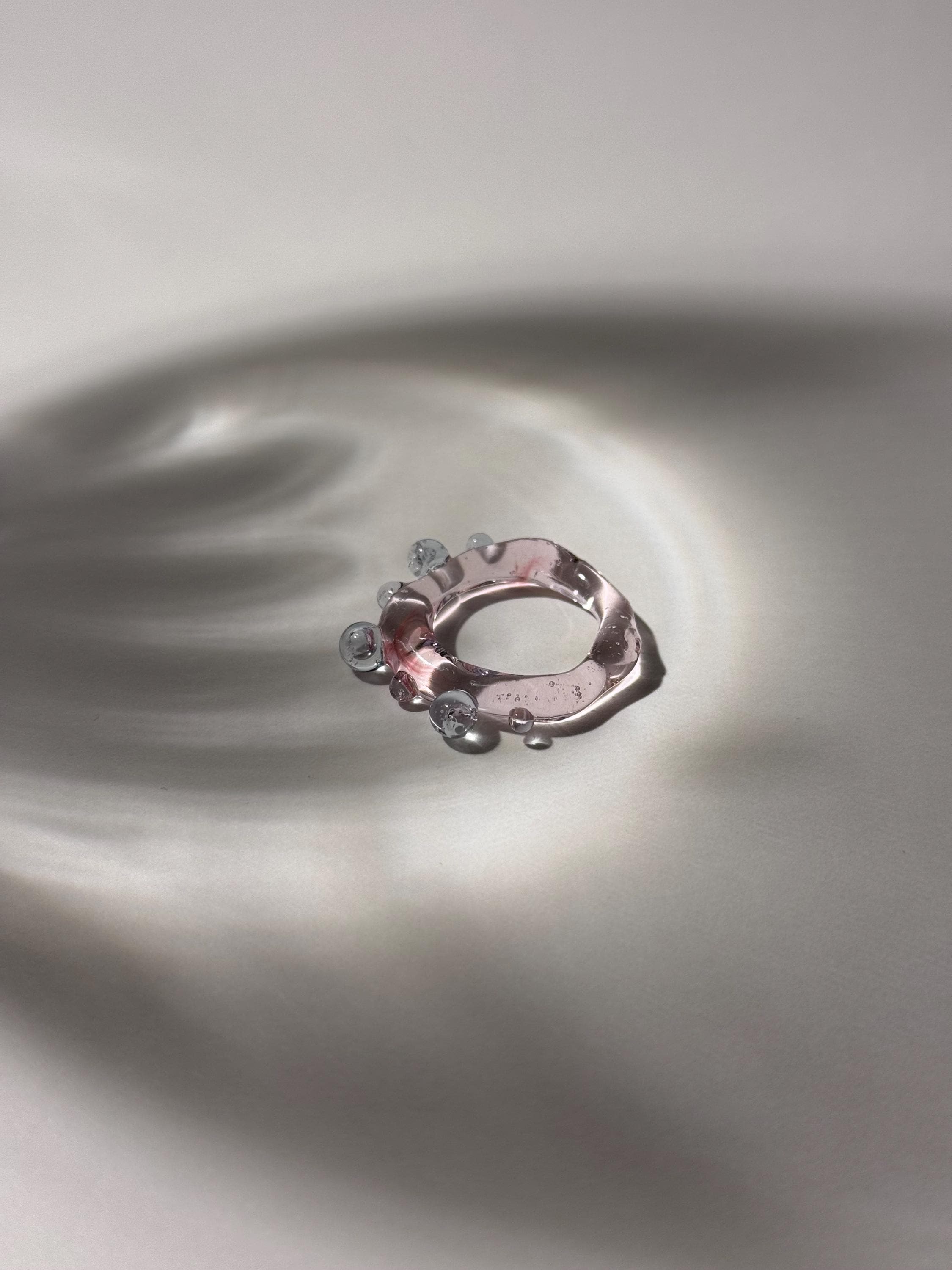 Soft Pink Blush and Purple Glass Ring