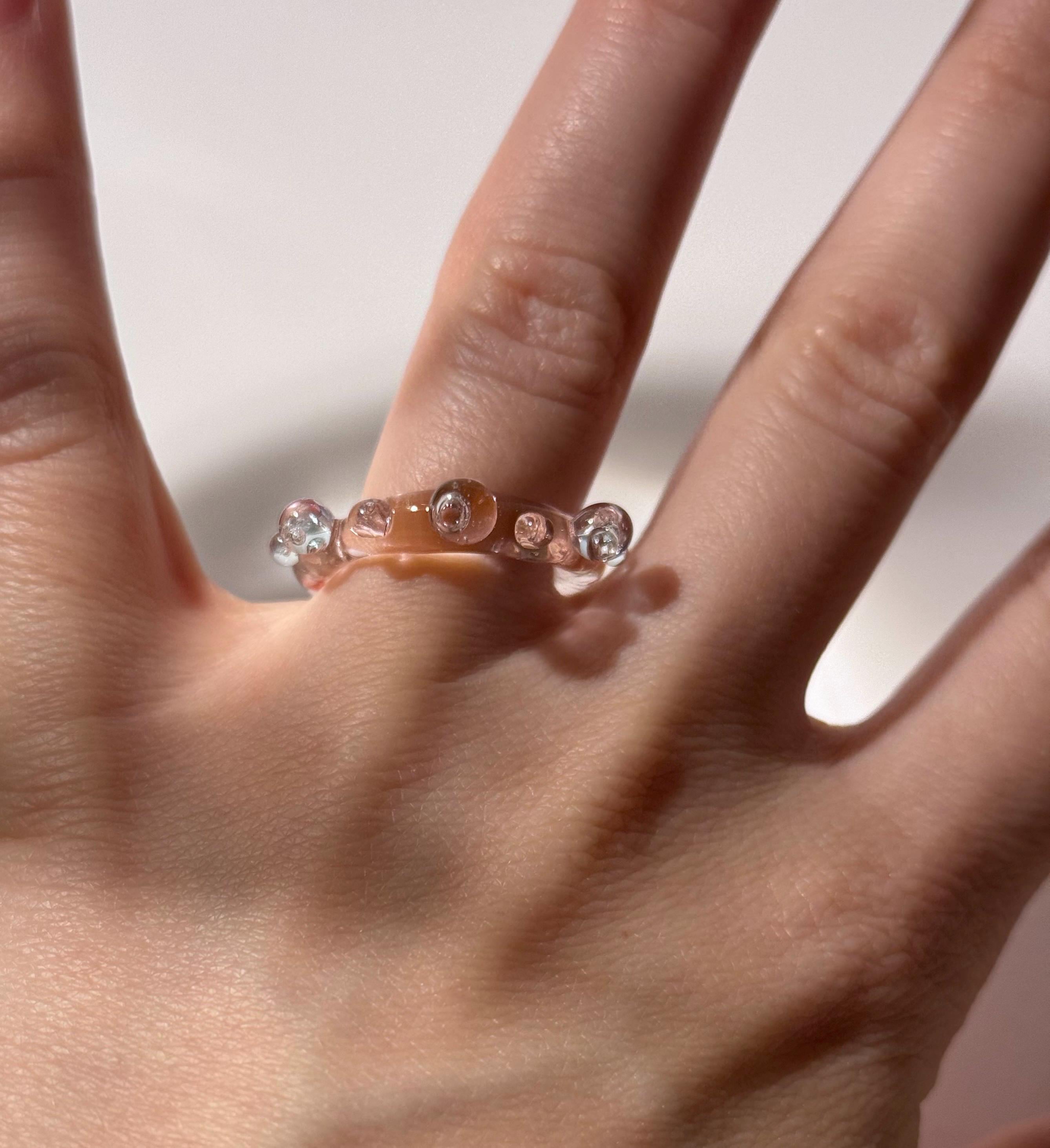 Soft Pink Blush and Purple Glass Ring