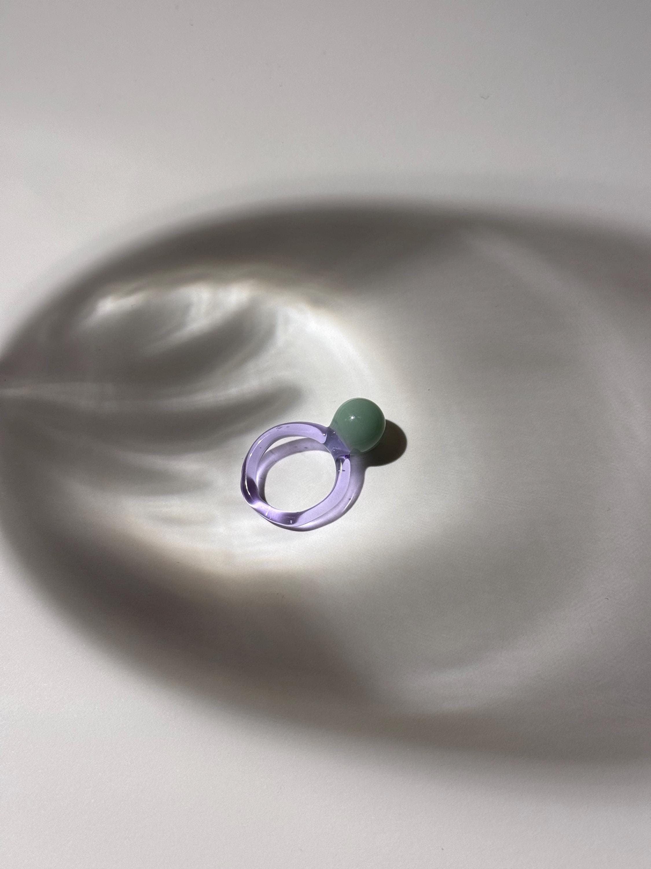 Handmade Purple & Mint Bubble Gum Glass Ring