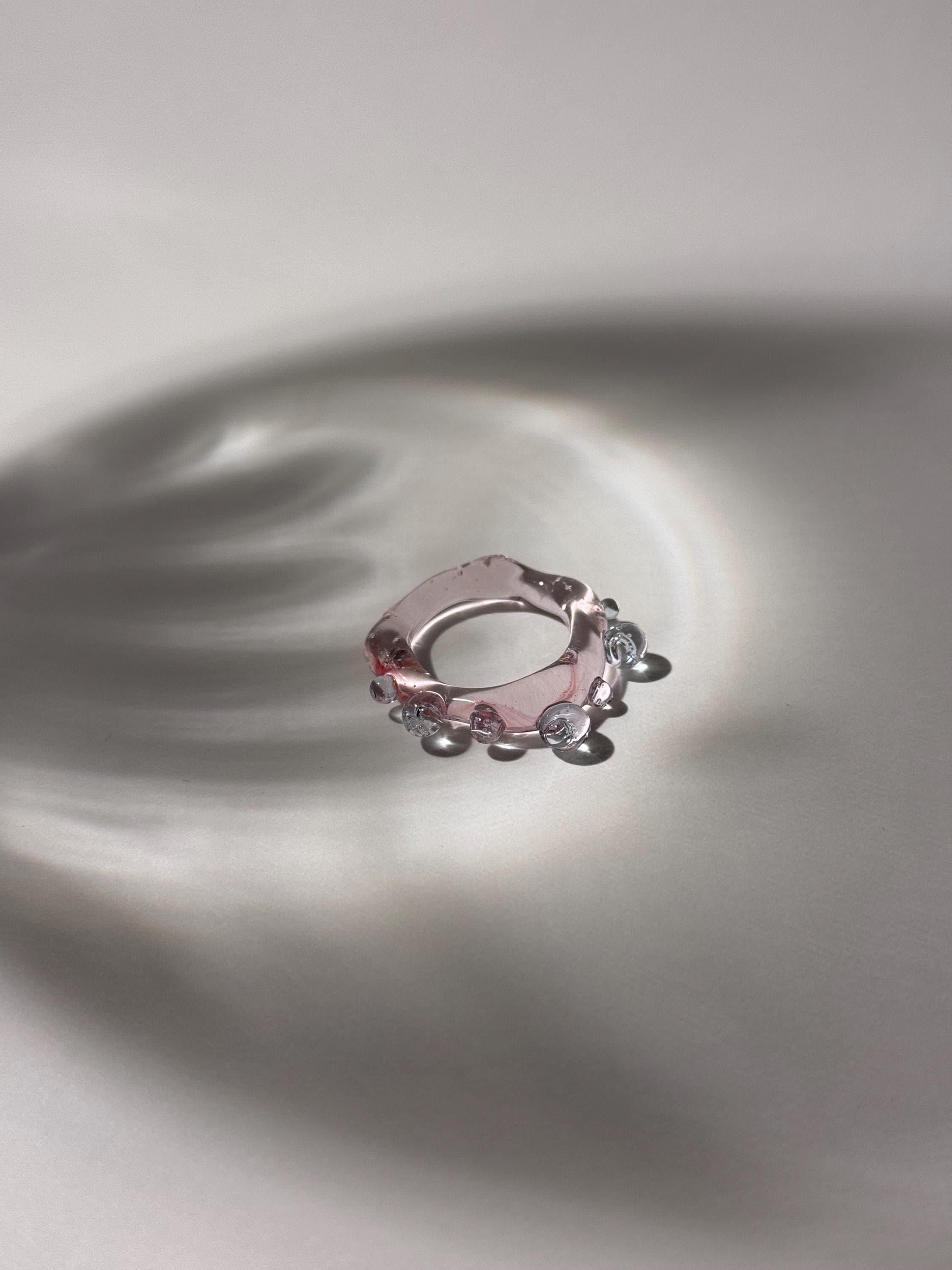 Soft Pink Blush and Purple Glass Ring