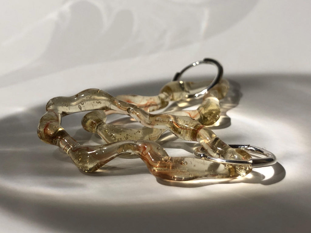 Yellow and Orange Honey hoops Glass Earrings