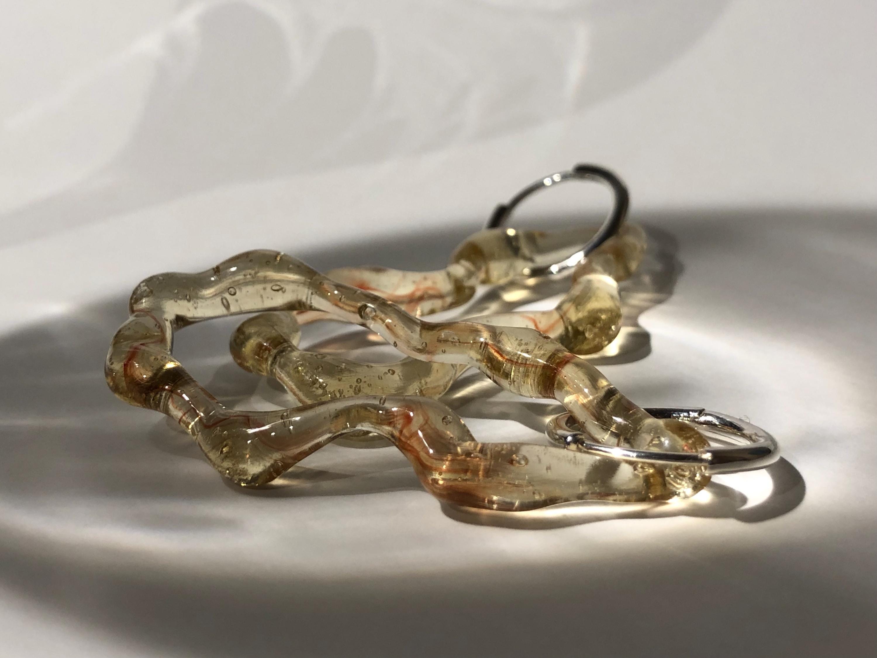 Yellow and Orange Honey hoops Glass Earrings