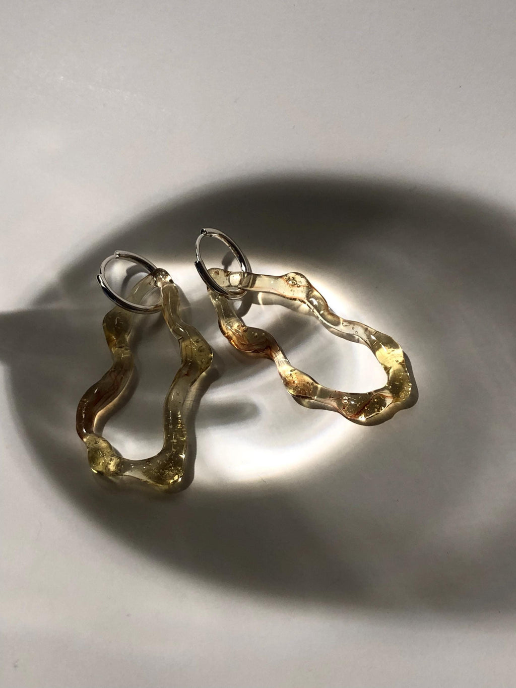 Yellow and Orange Honey hoops Glass Earrings