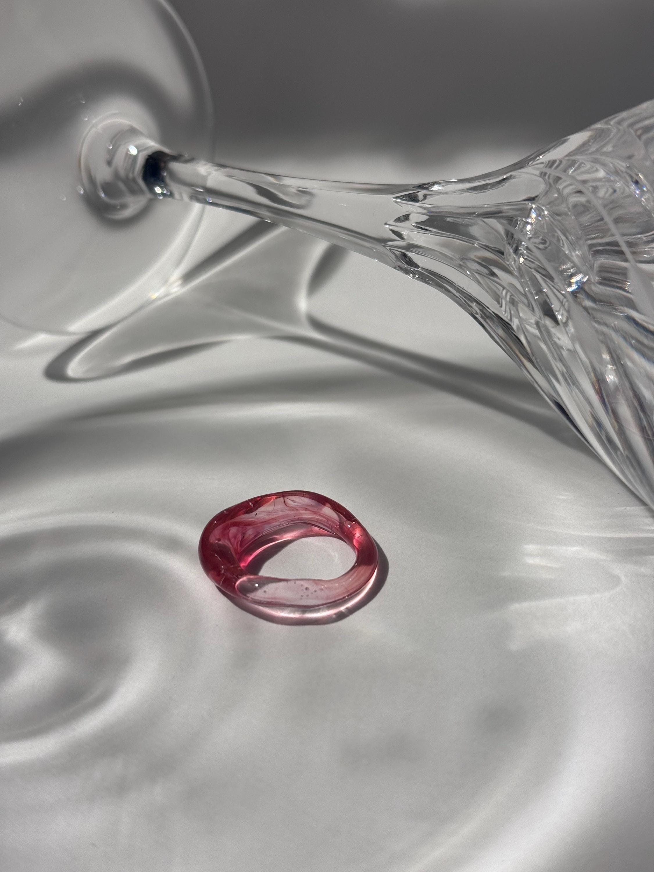 Red Rose Swirl Glass Ring