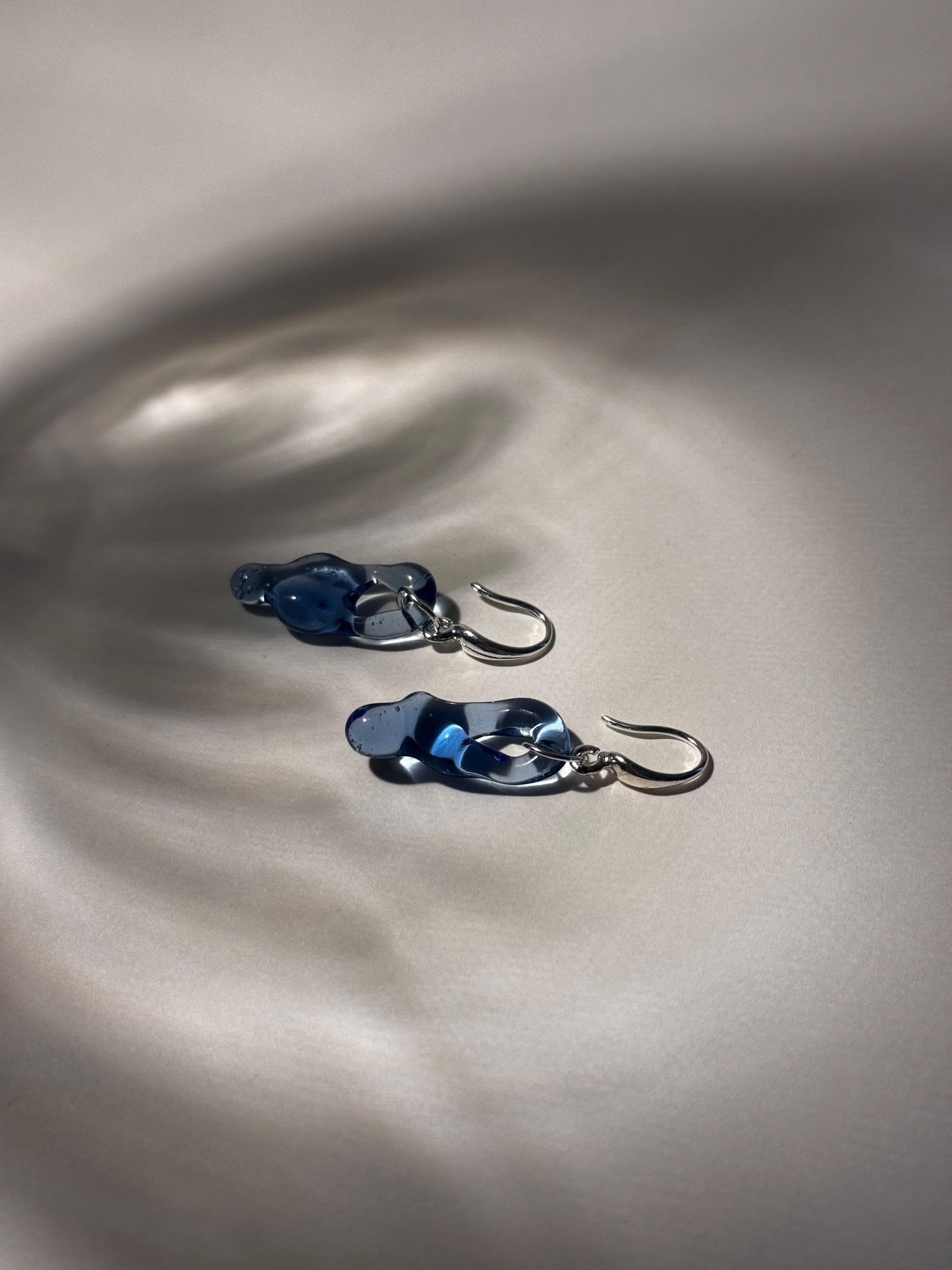 Handcrafted Blue Water Glass Earrings