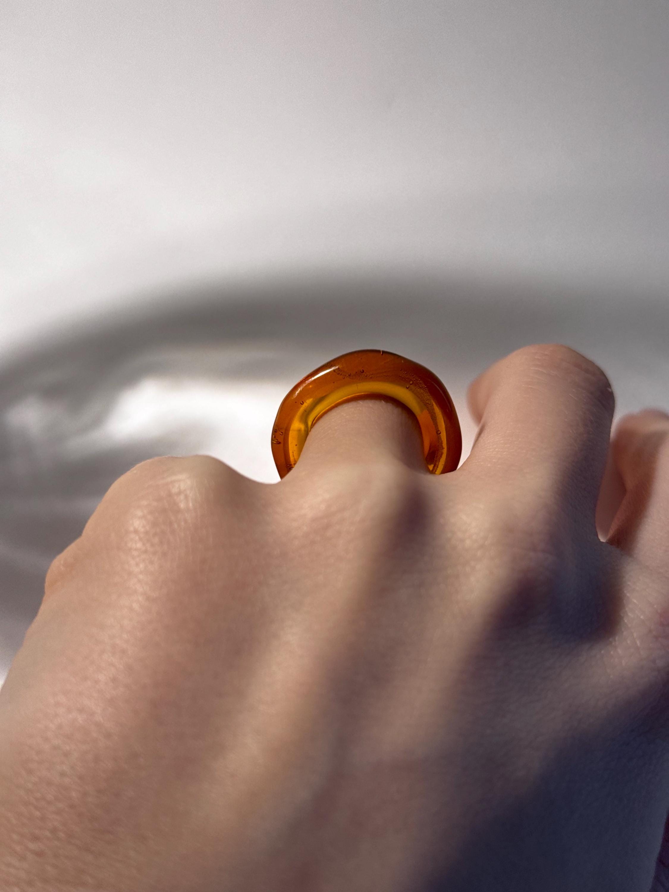 Handmade Brown Borosilicate Glass Ring