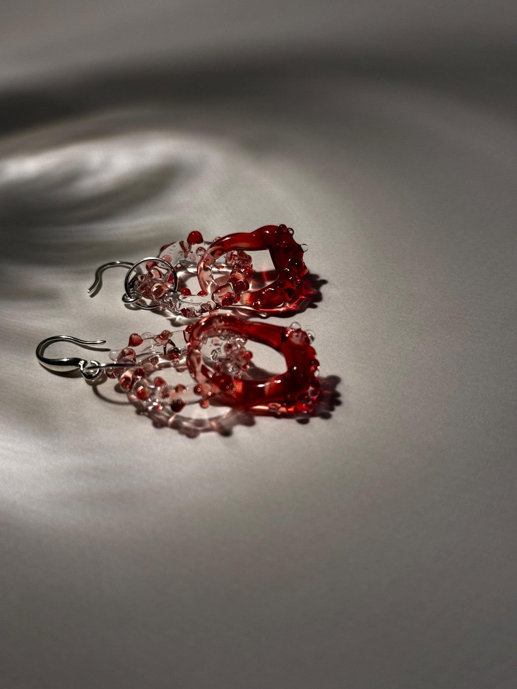 Red Prickly Borosilicate Glass Earrings