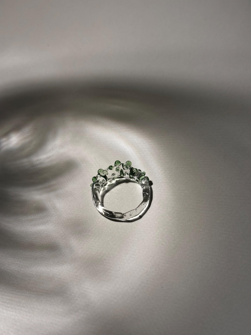 Handmade Green Dotted Glass Ring