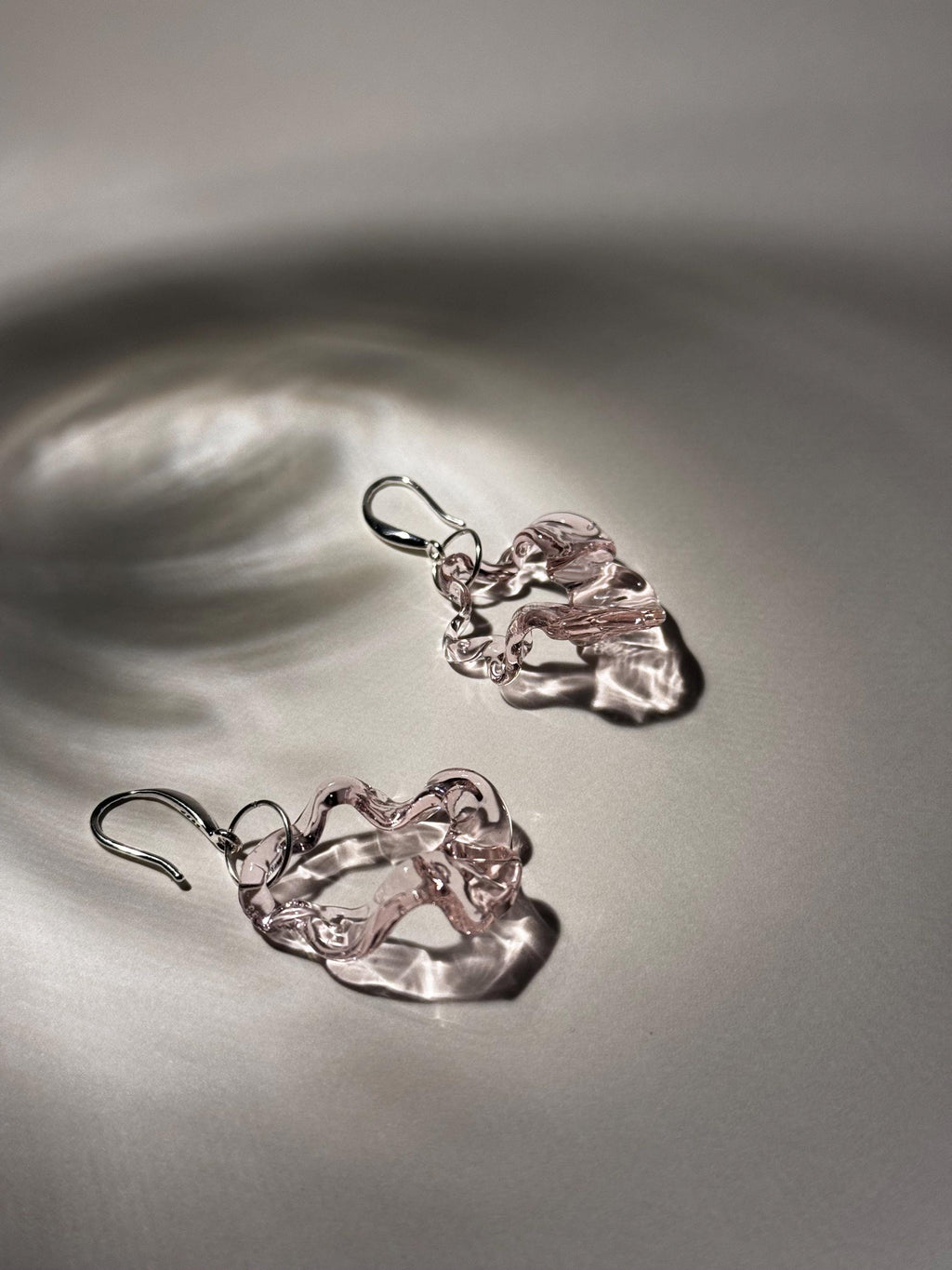 Handcrafted Blush Pink Butterfly Flutter Glass Earrings