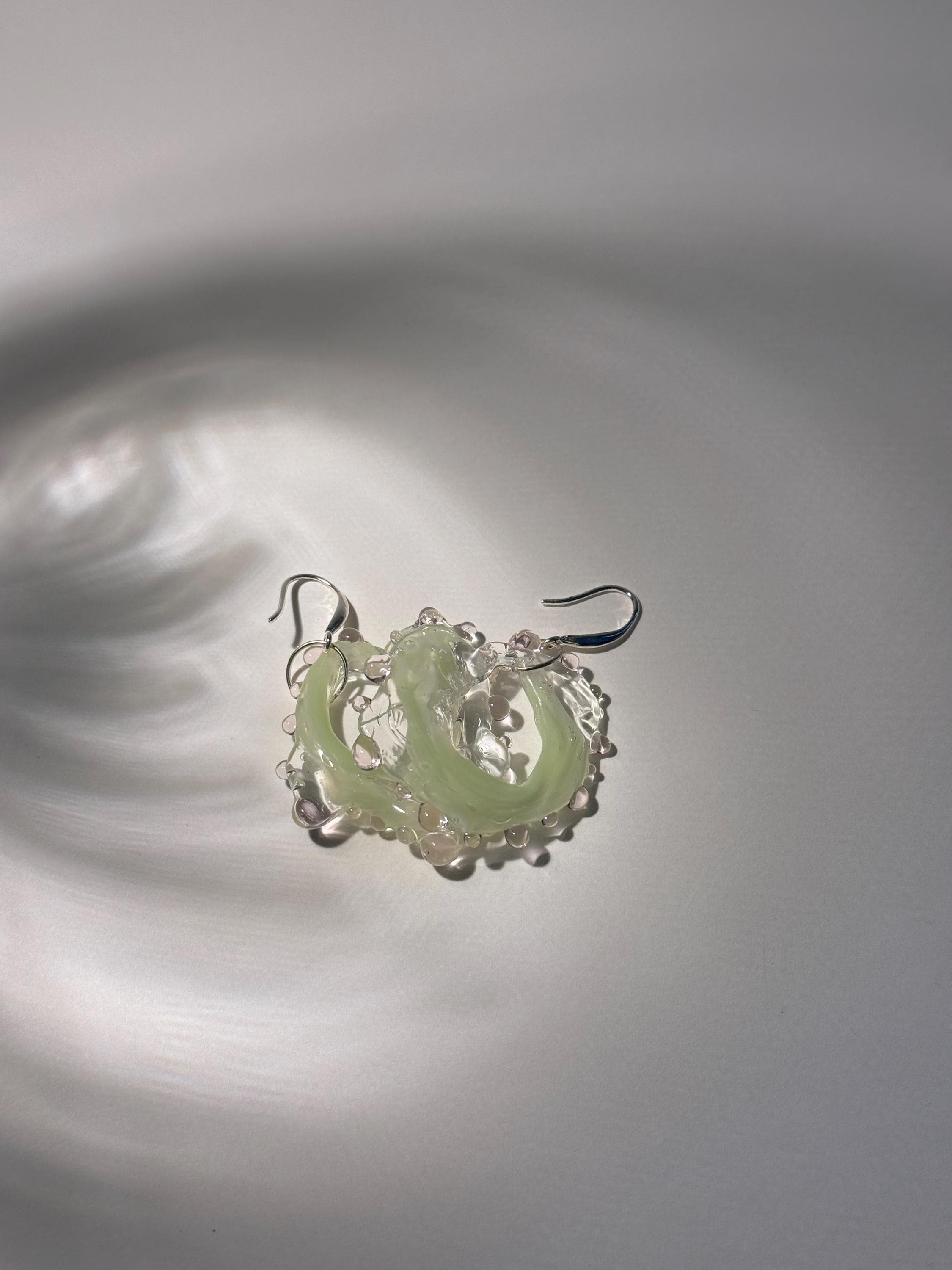 Handmade  Rose Mint Swirl Glass Earrings
