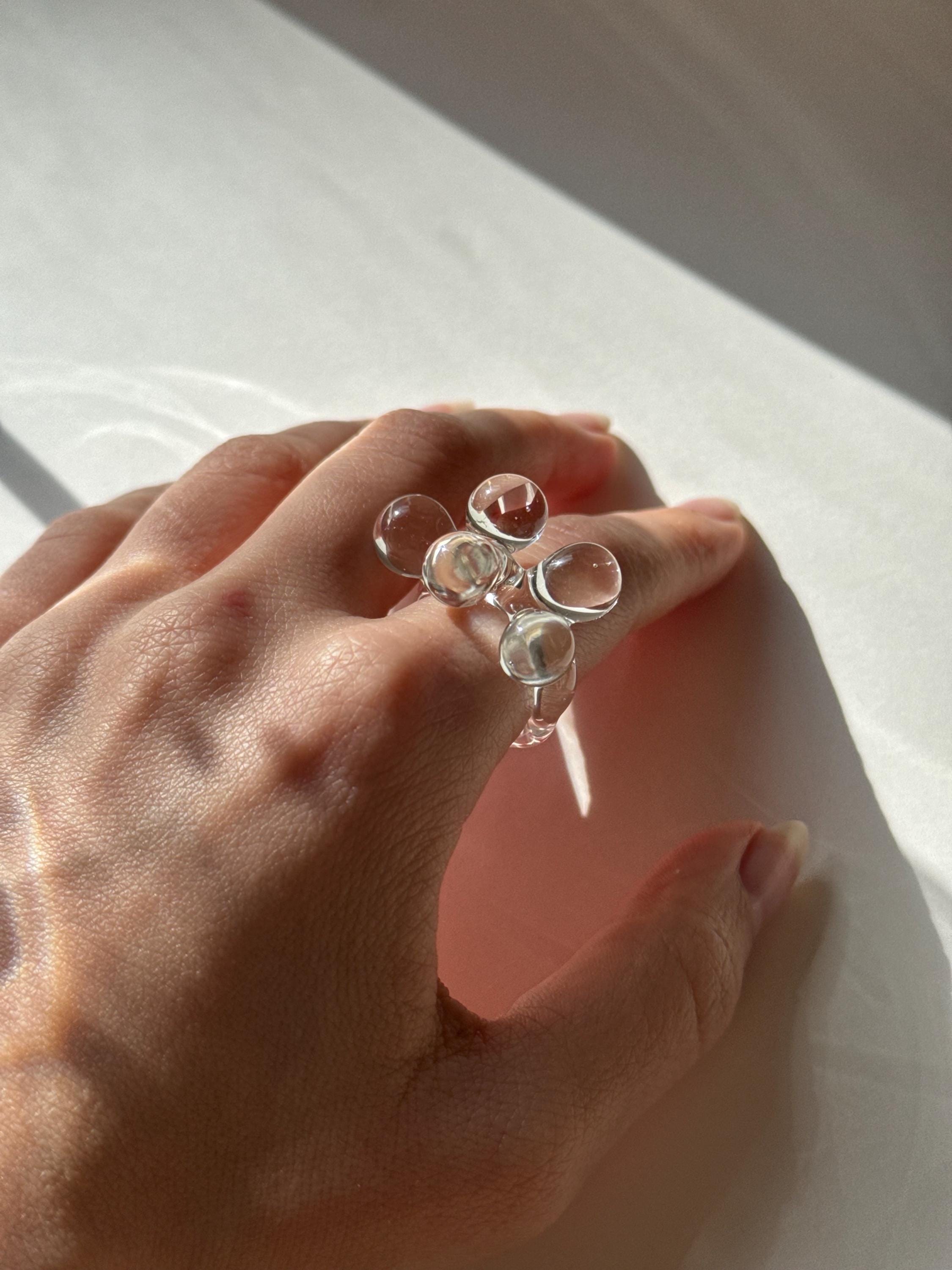 Big Bubble - Clear Borosilicate Glass Bubble Ring: Handmade Statement Jewelry