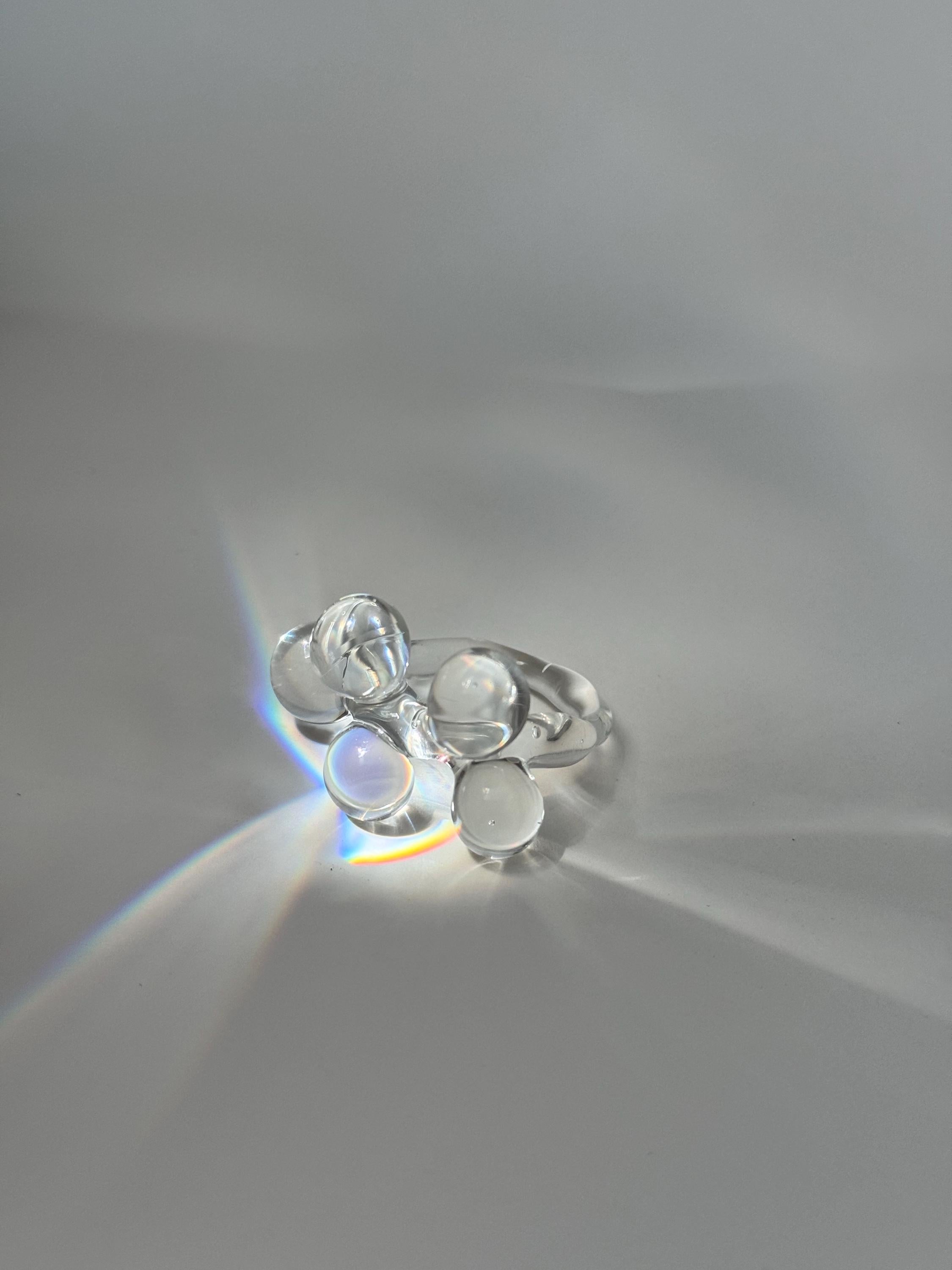 Big Bubble - Clear Borosilicate Glass Bubble Ring: Handmade Statement Jewelry