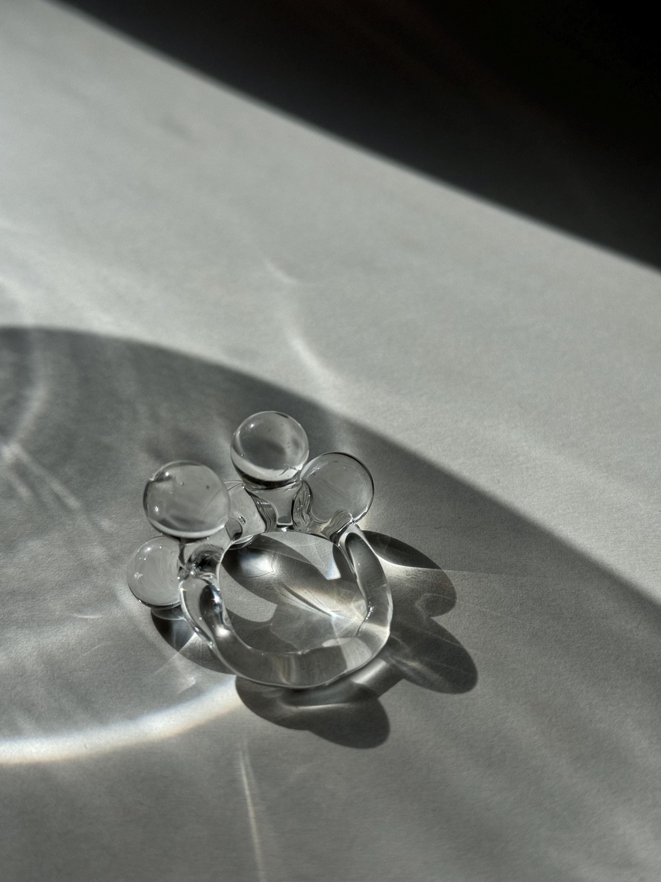 Big Bubble - Clear Borosilicate Glass Bubble Ring: Handmade Statement Jewelry