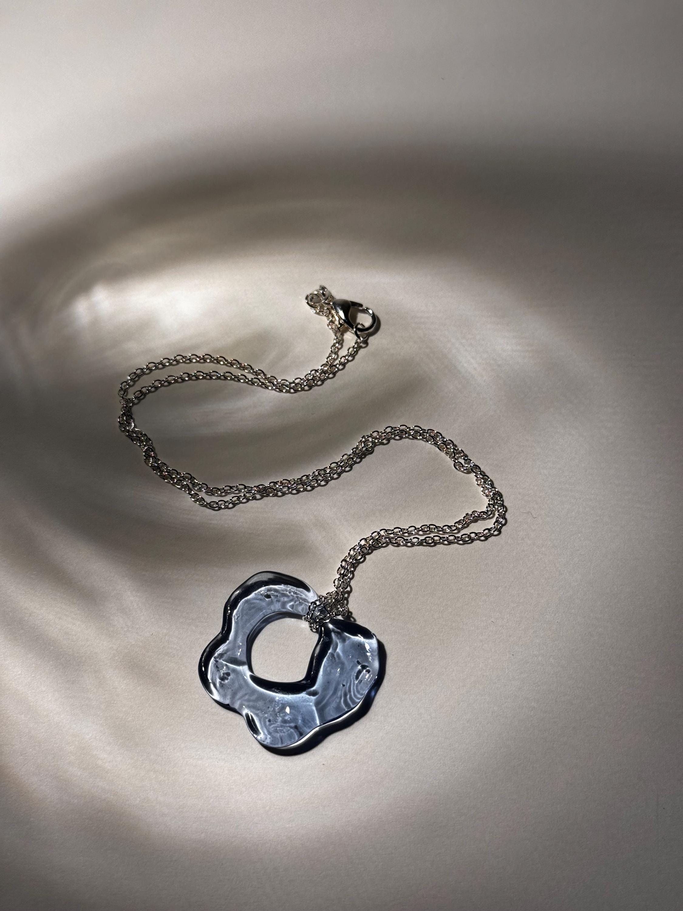 Blue Lagoon Necklace, Handmade Borosilicate & Sterling Silver Jewelry, Unique Water-Inspired Easter Gift, Spring Present