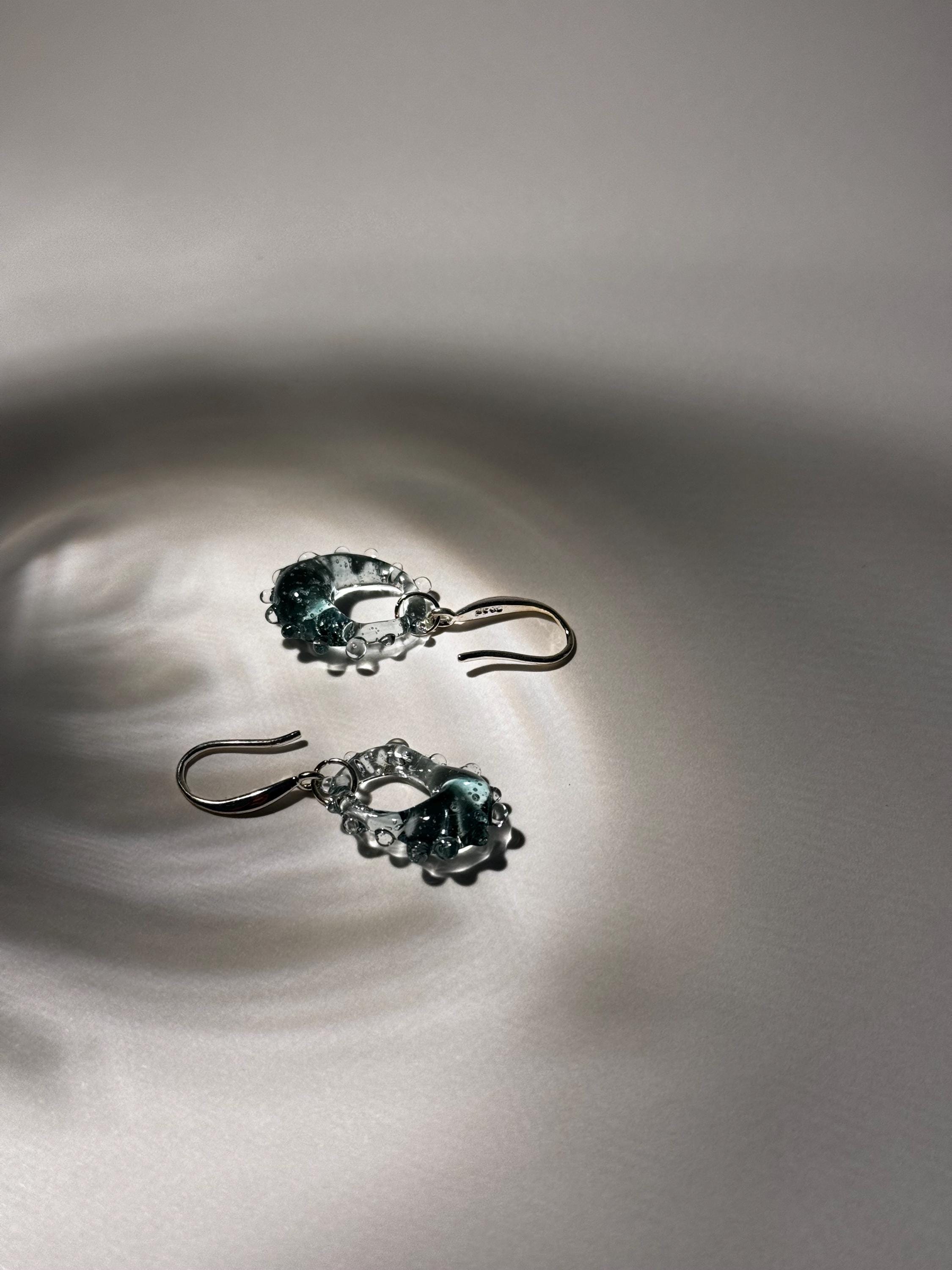 Turquoise Glass Drop Earrings