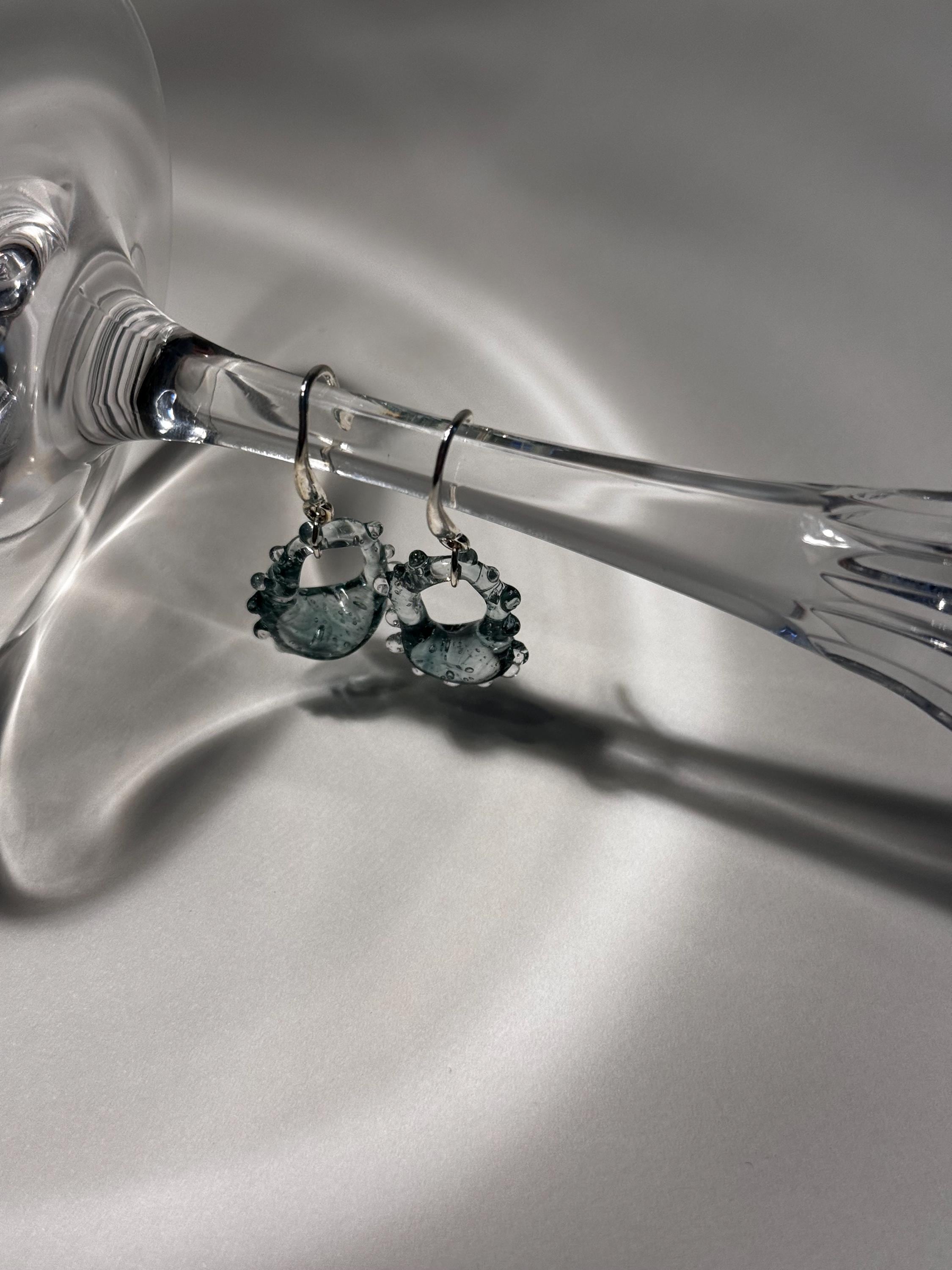 Turquoise Glass Drop Earrings