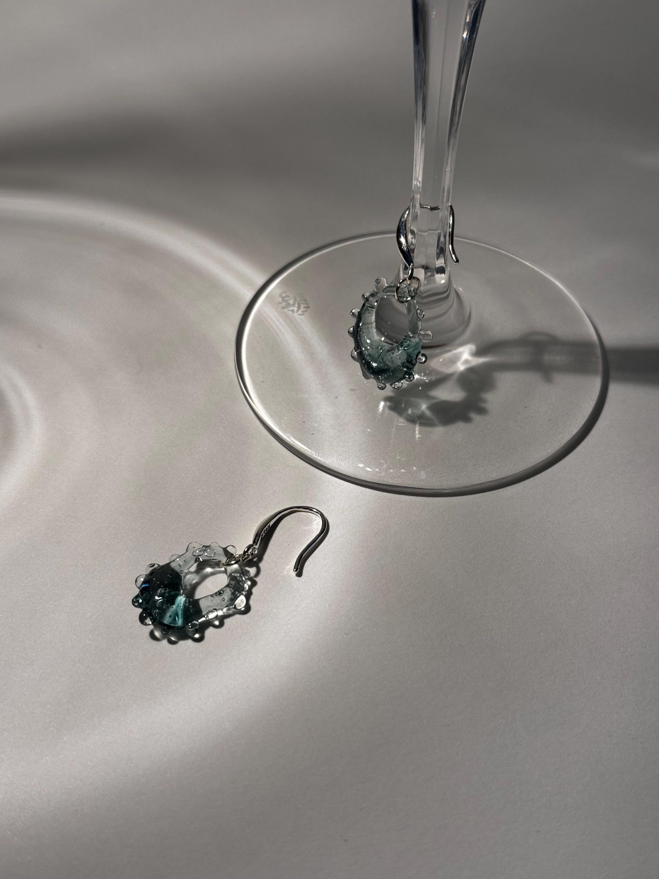 Turquoise Glass Drop Earrings