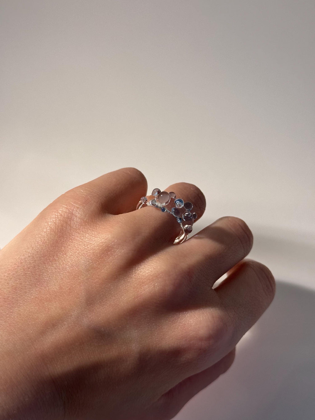 Handmade Blue Dotted Glass Ring
